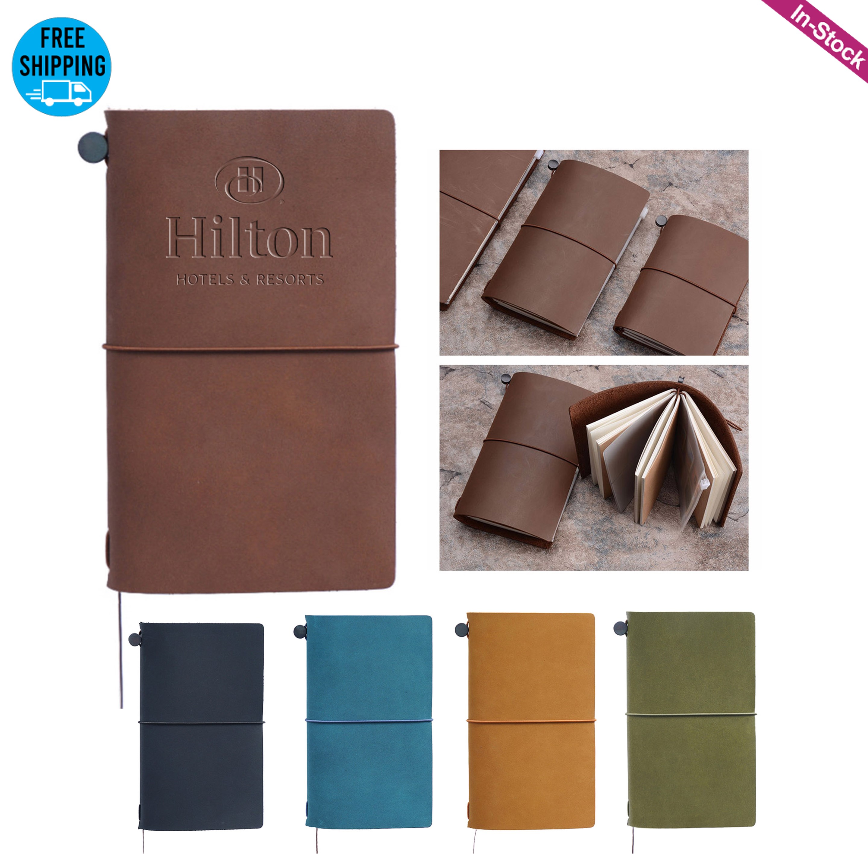 Portable Handmade Genuine Leather Journal (Size 6.89"x4.33") 3