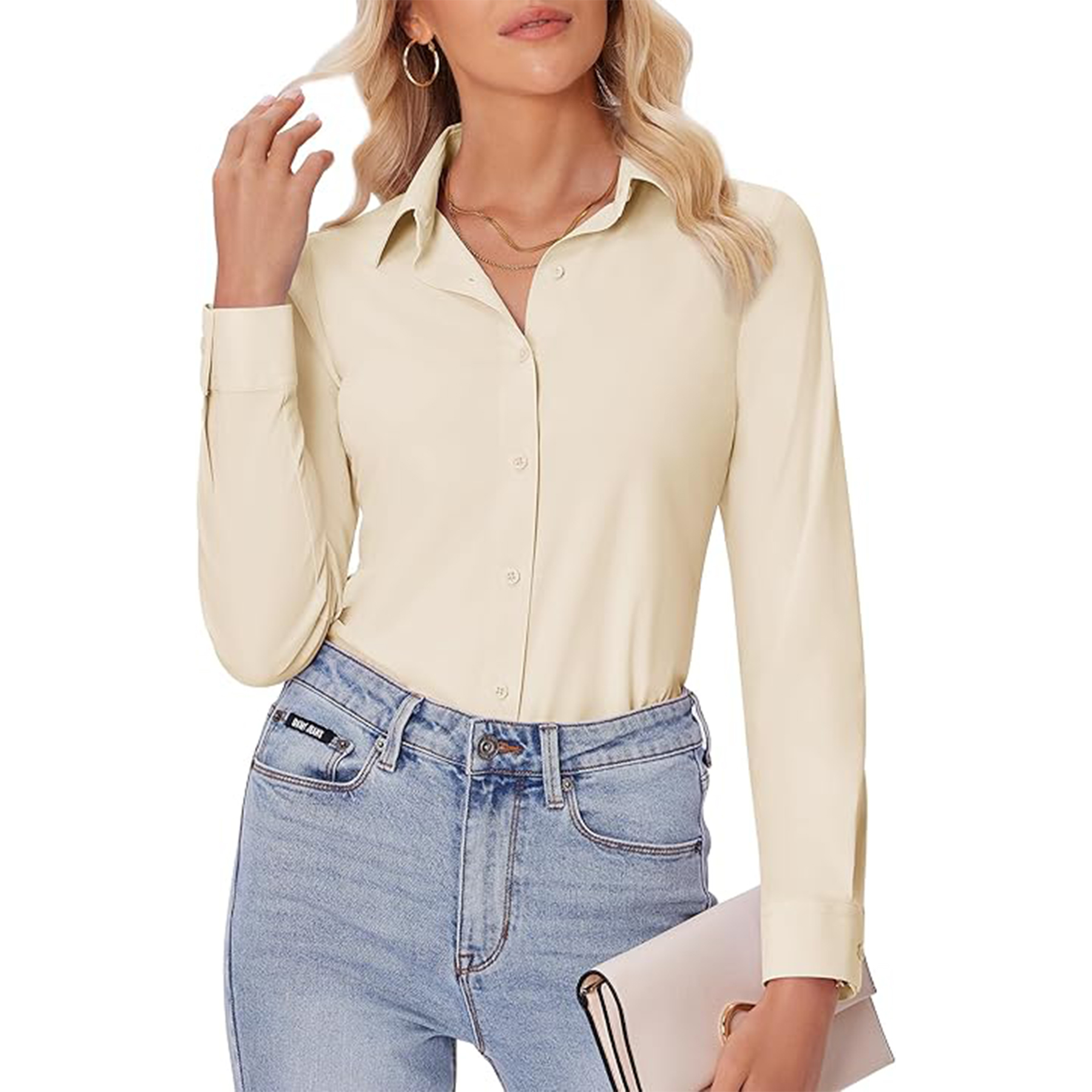 Women Long Sleeve Button Down Shirt 2