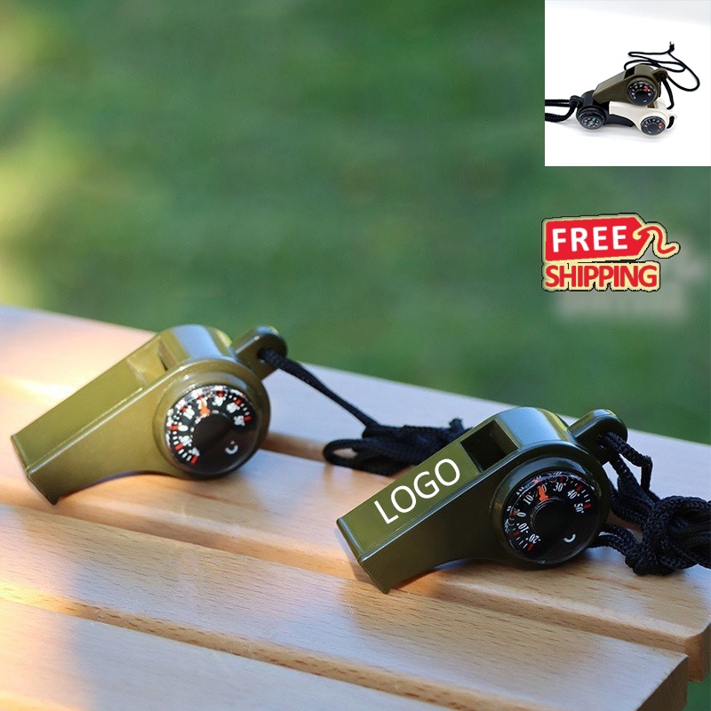 Custom Logo Survival Whistle with Compass Thermometer for Outdoor Safety 1