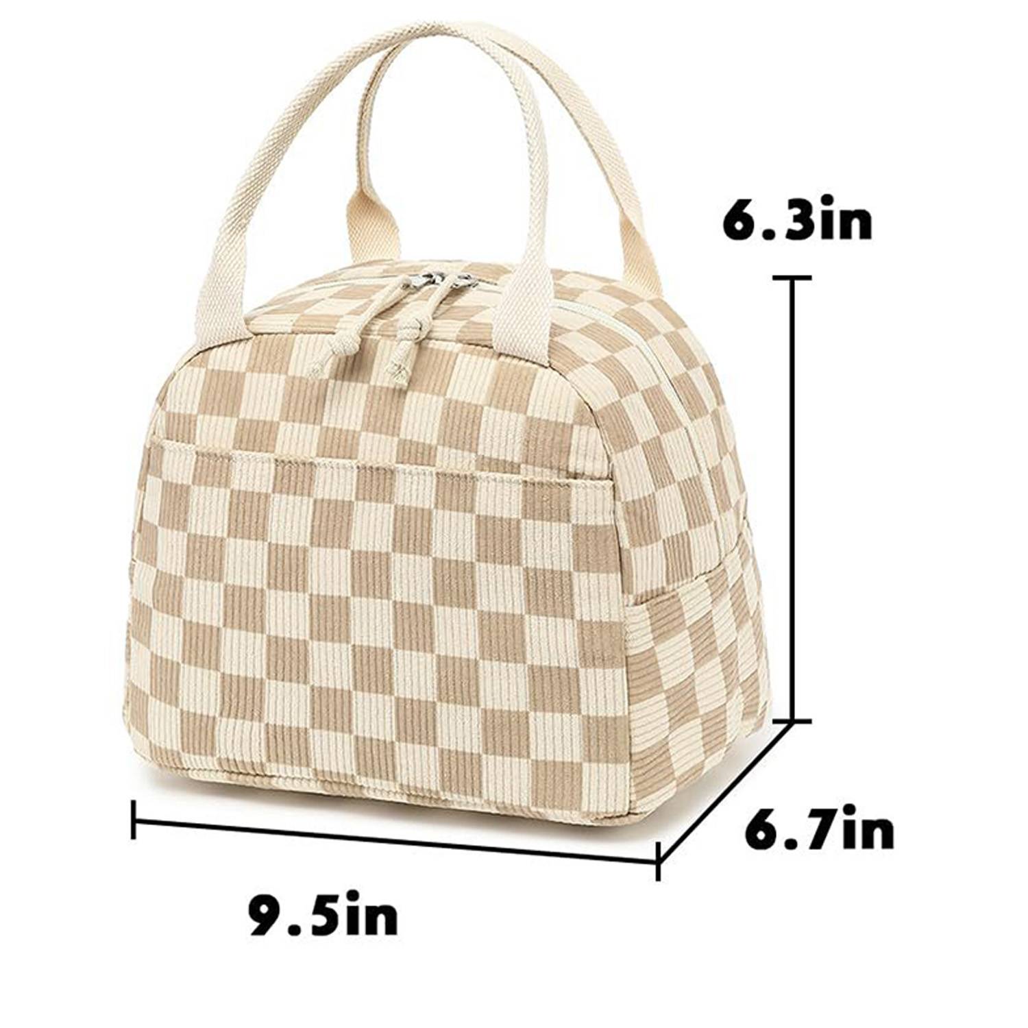 10L Plaid Corduroy Lunch Cooler Bag for Travel Picnic 5