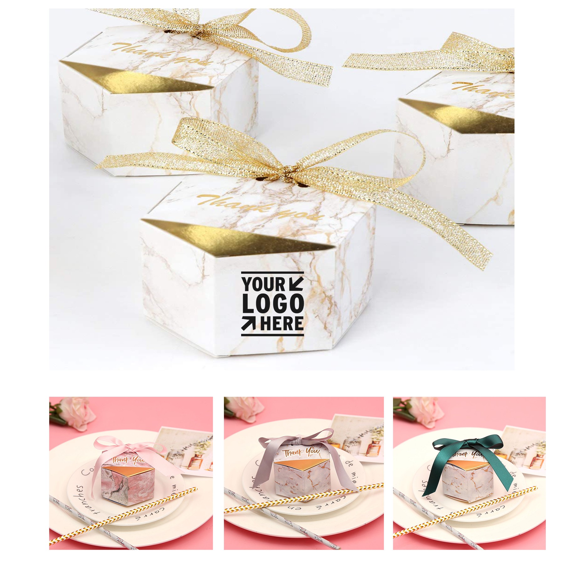 3.15" x 1.57" x 1.96" Marble Wedding Party Favor Boxes 3