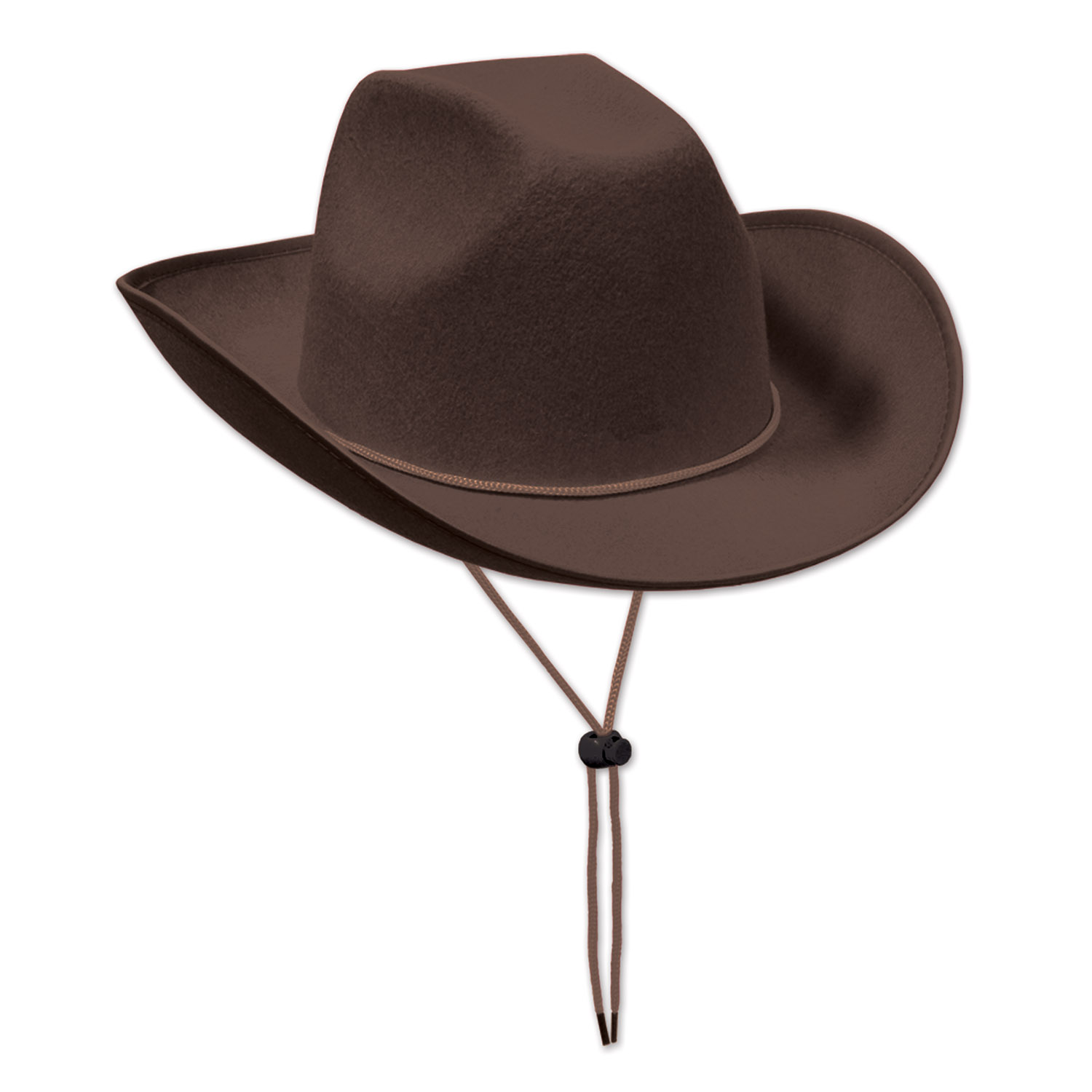 Brown Felt Cowboy Hat w/ Custom Shaped Faux Leather Icon