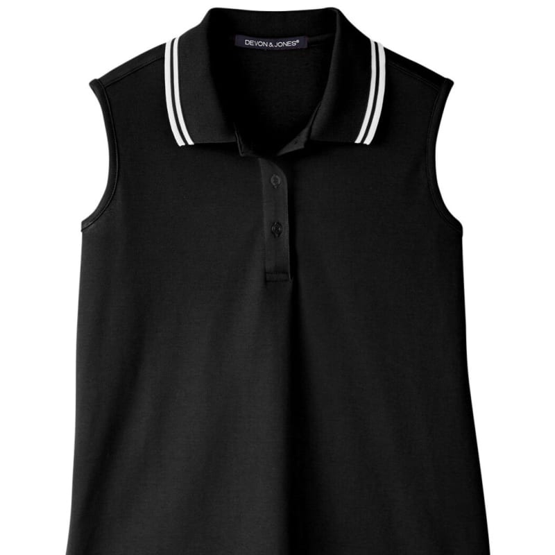 Devon & Jones Ladies' CrownLux Performance™ Plaited Tipped Sleeveless Polo 17