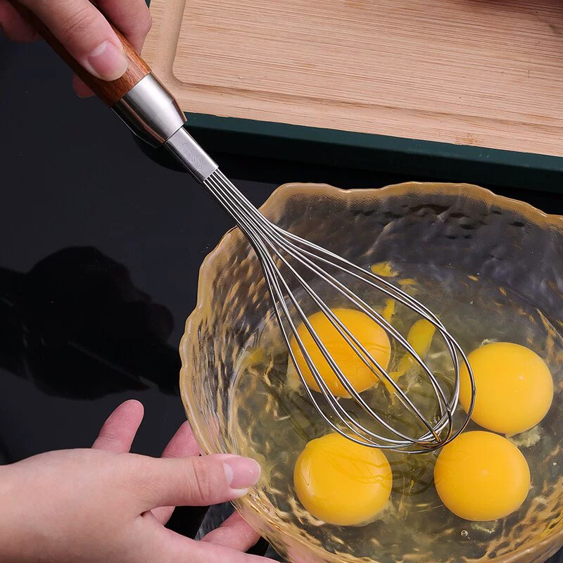 Premium Stainless Steel Whisk with Wooden Handle for Baking 2