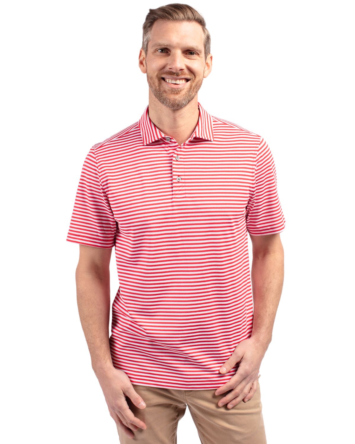 Cutter & Buck Virtue Recycled Stripe Featherlight Pique Mens Big & Tall Polo Big & Tall 8