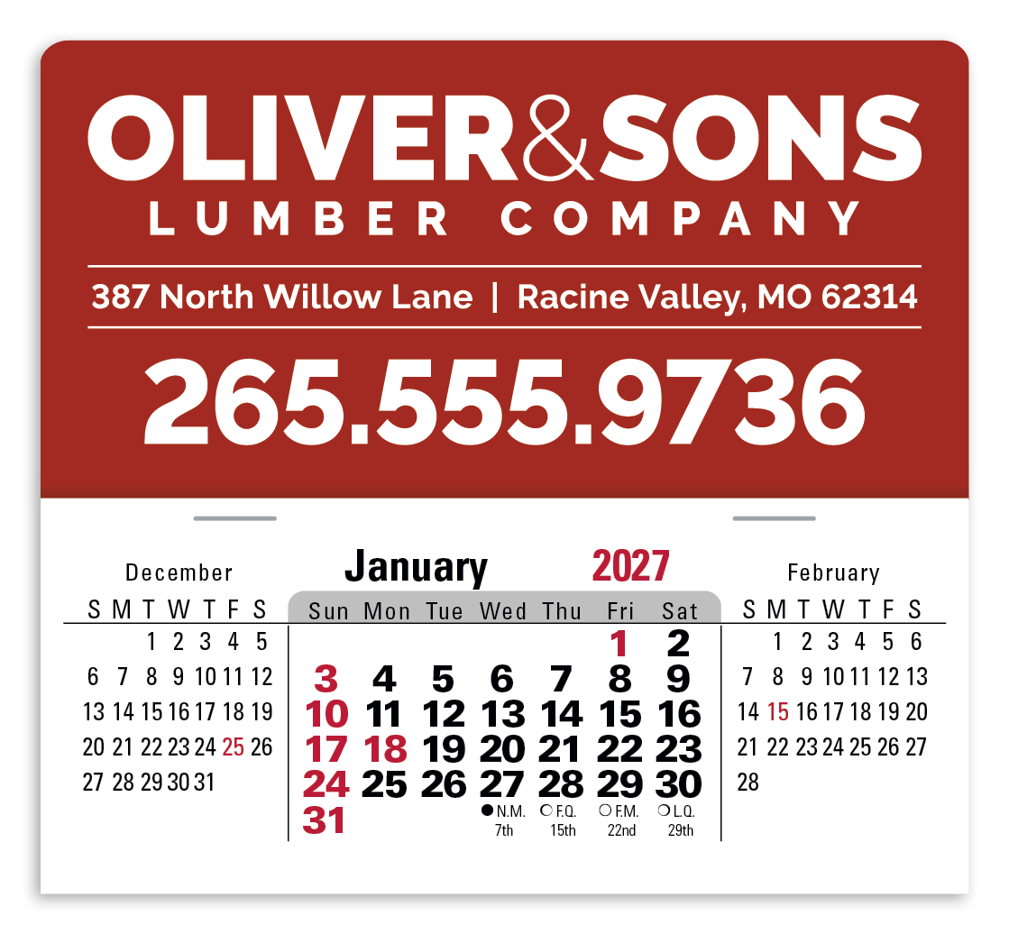 Triumph® Calendars Press-N-Stick XL Header with 3-Month Horizontal Calendar 6