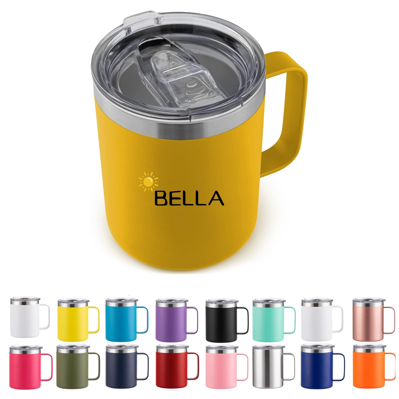 12Oz Stainless Steel Coffee Cup Mug With Lid And Handle 1