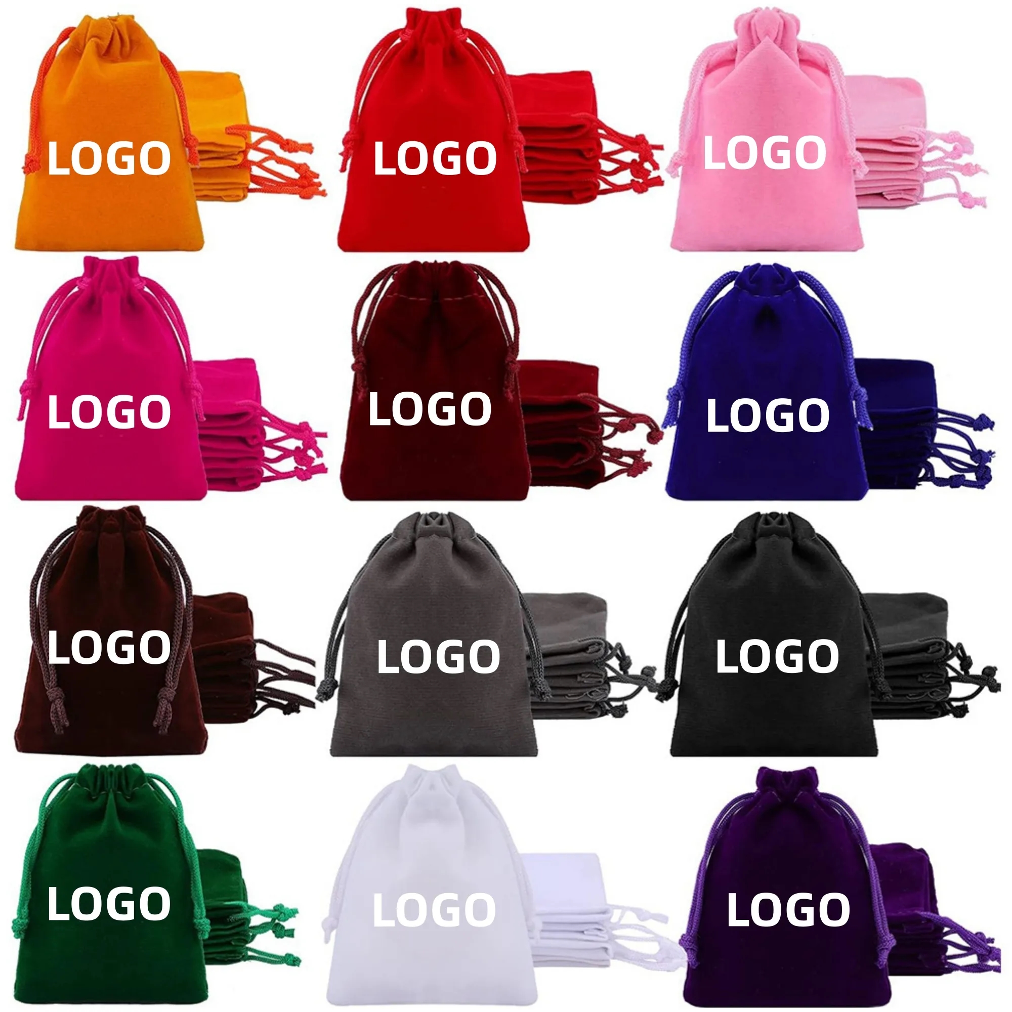 Full Color Mini Soft Velvet Drawstring Bags 5
