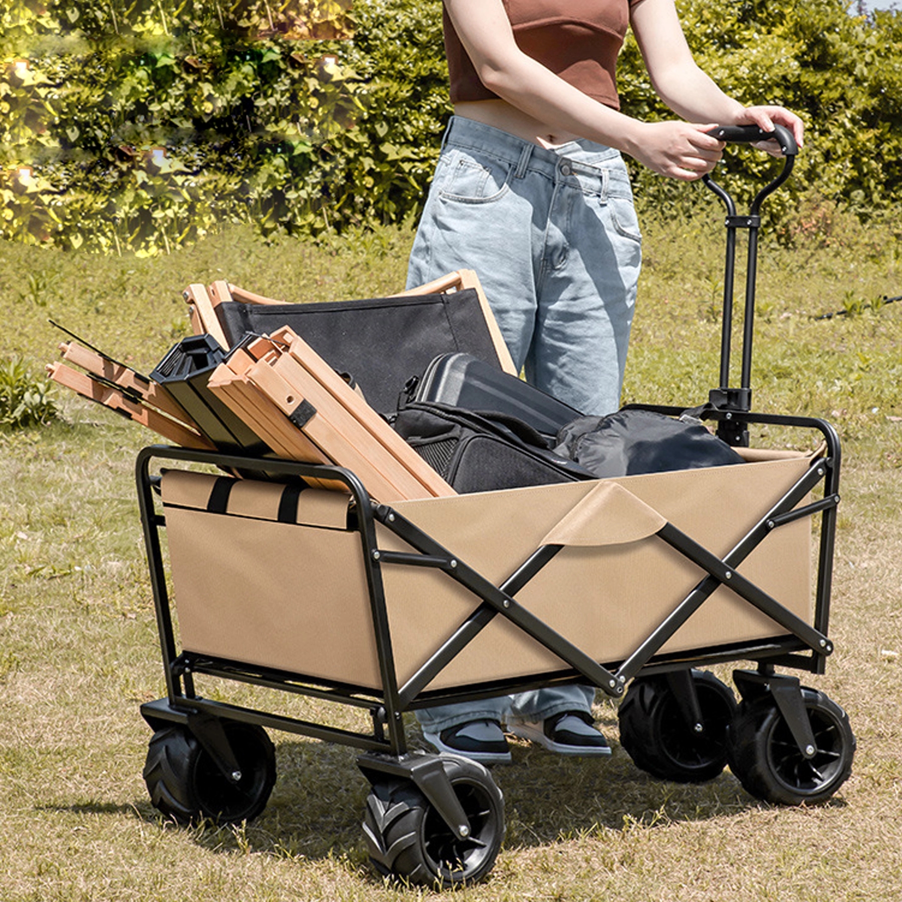Foldable Camping Wagon Cart w/ Pocket 2