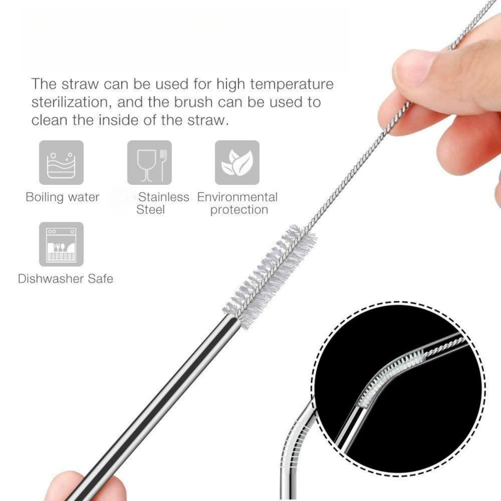 Trendy MOQ 20 Set 8 Pack Reusable Drinking Smoothie Straws 4