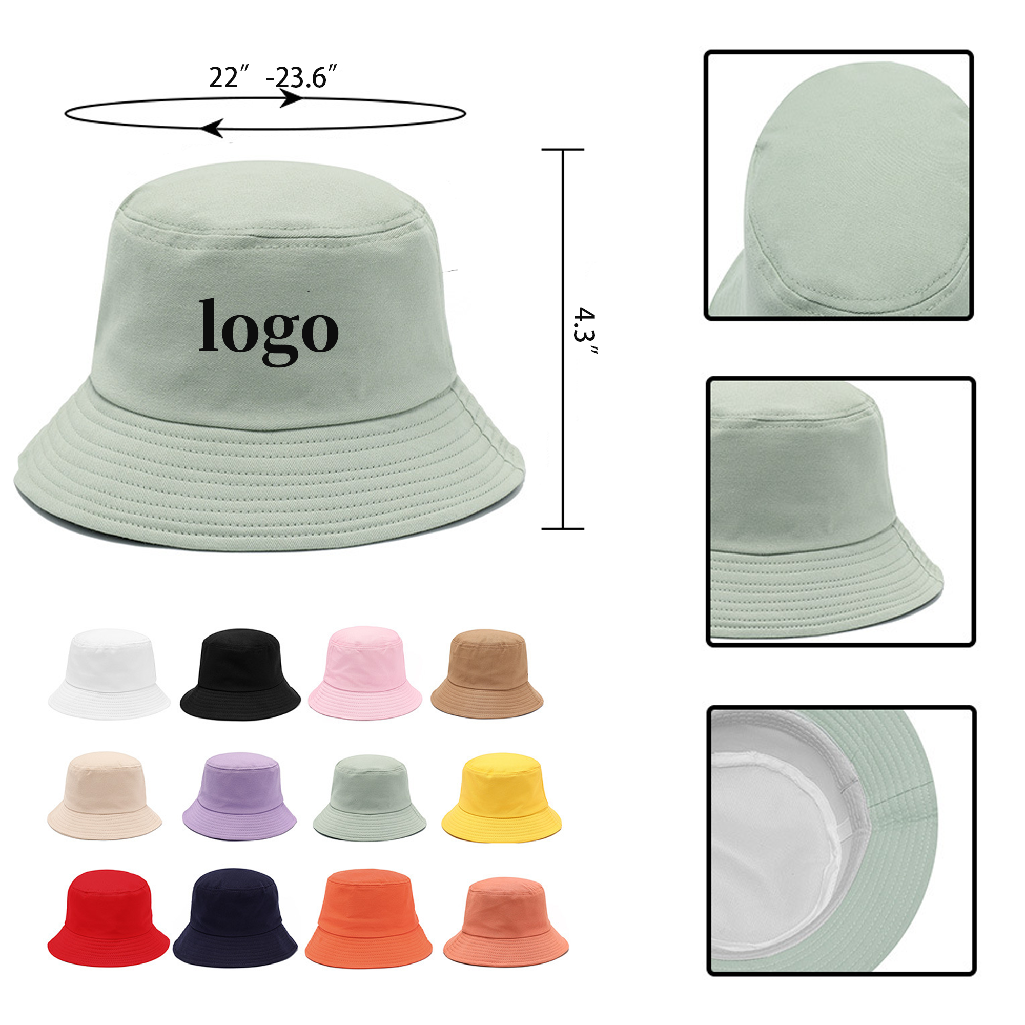 Customized pure cotton fisherman hat 2
