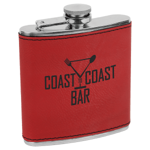 6 Oz. Laserable Leatherette Stainless Steel Flask, custom water bottle with logo imprint 16