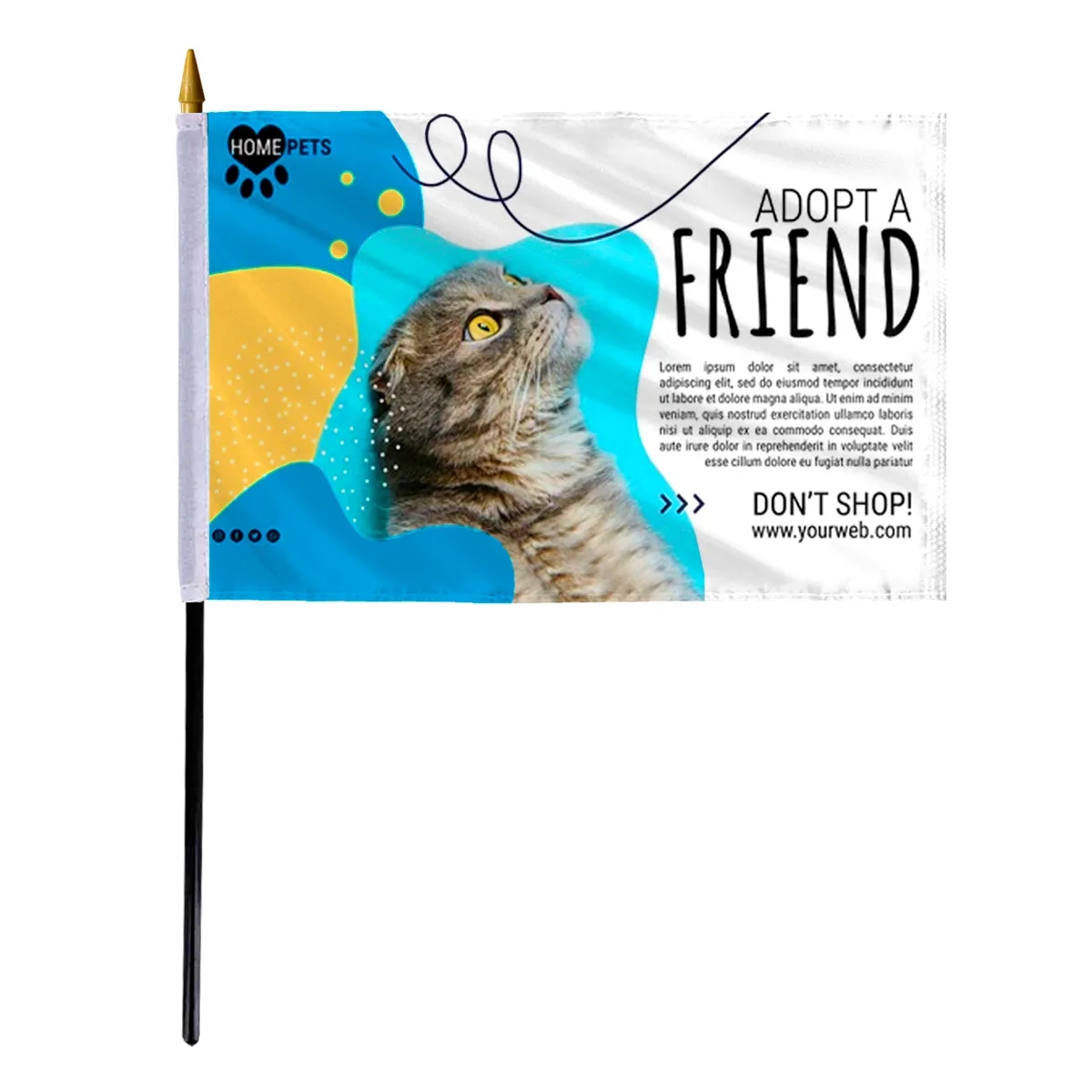 6" x 9" Custom Stick Flag - Screen Sublimation 2