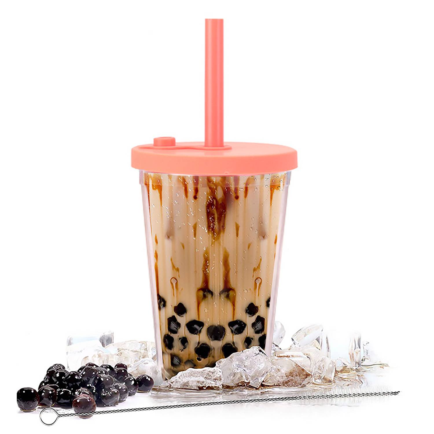 16oz double-layer thickened plastic straw cold drink cup 2