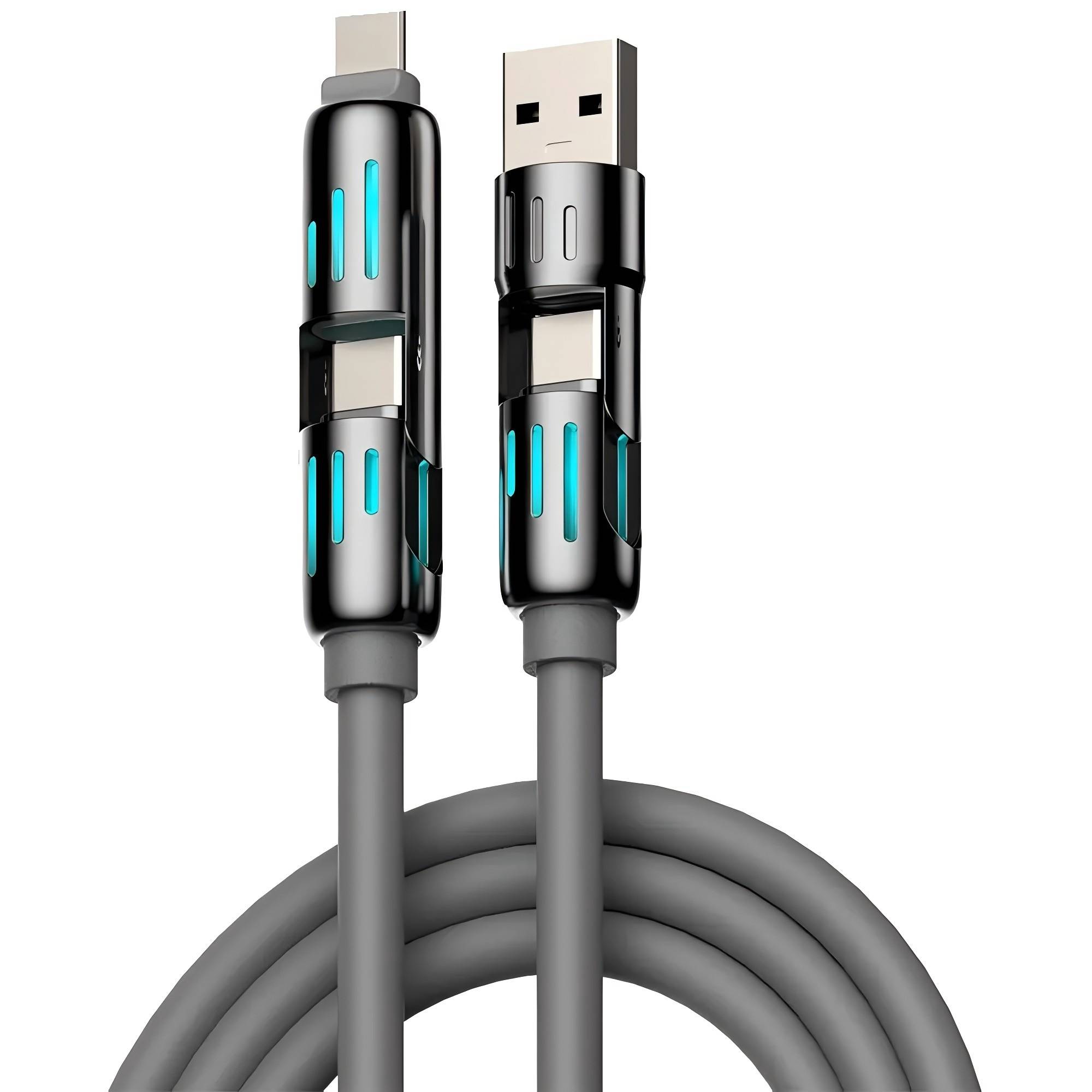 240W 4-in-1 Fast Charging Cable with LED – TPE Material 4