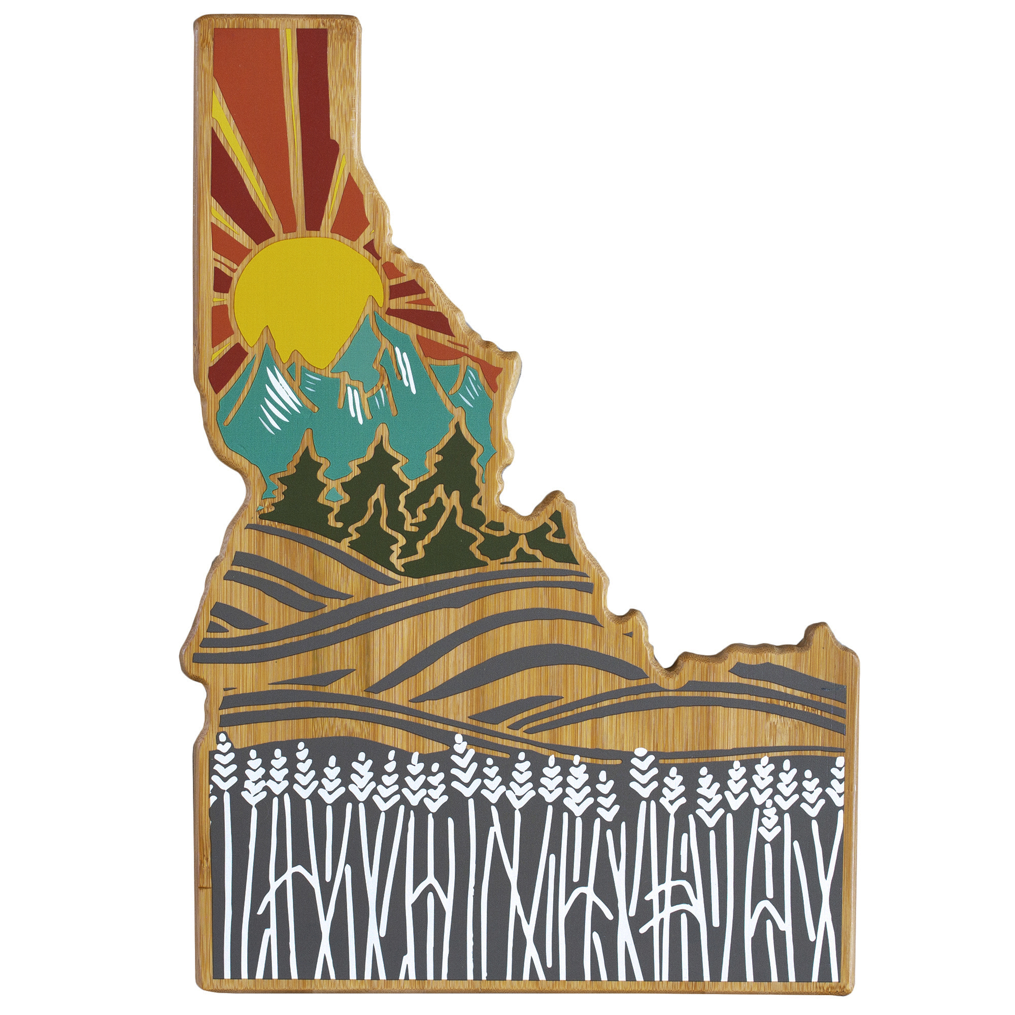 Idaho State Shaped Cutting and Serving Board with Artwork by Summer Stokes