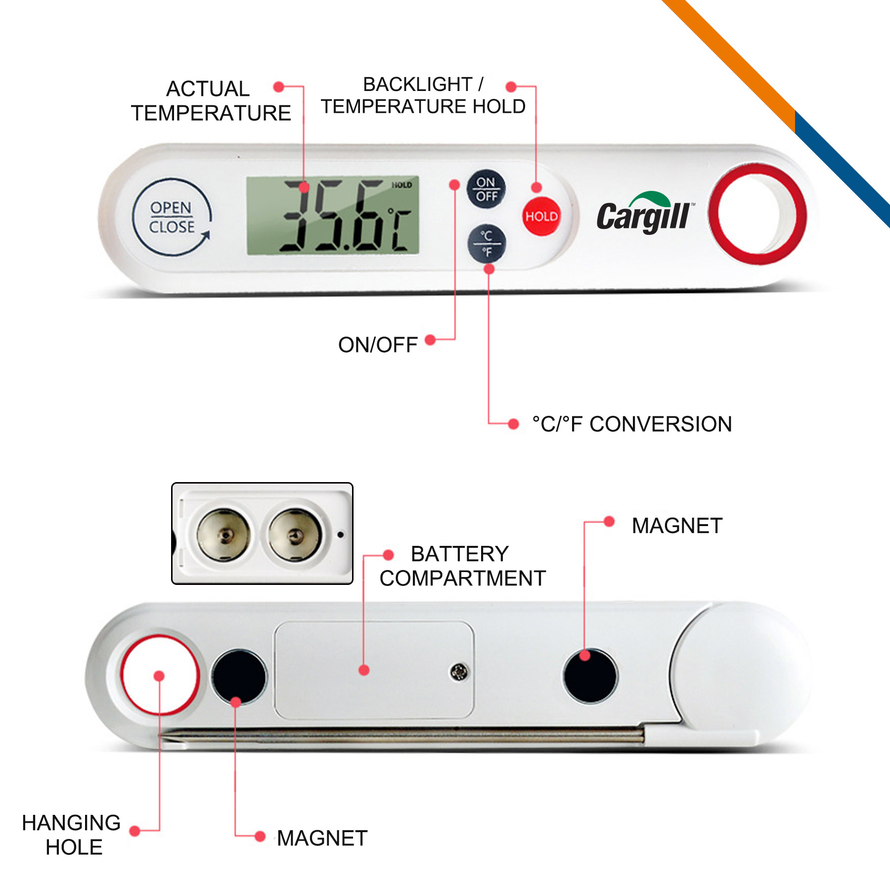 Stacey Foldable Digital Food Thermometer 6
