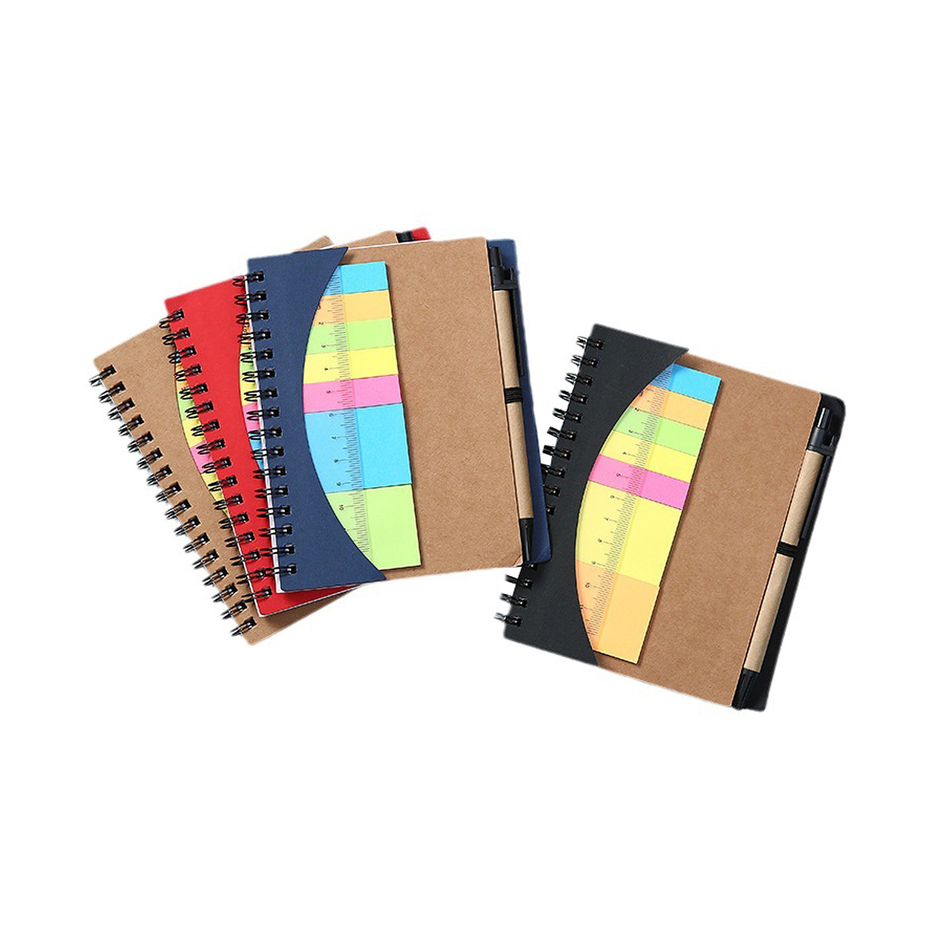 Moq100 Spiral Kraft Cover Notebook With Pen/Sticky Note 3