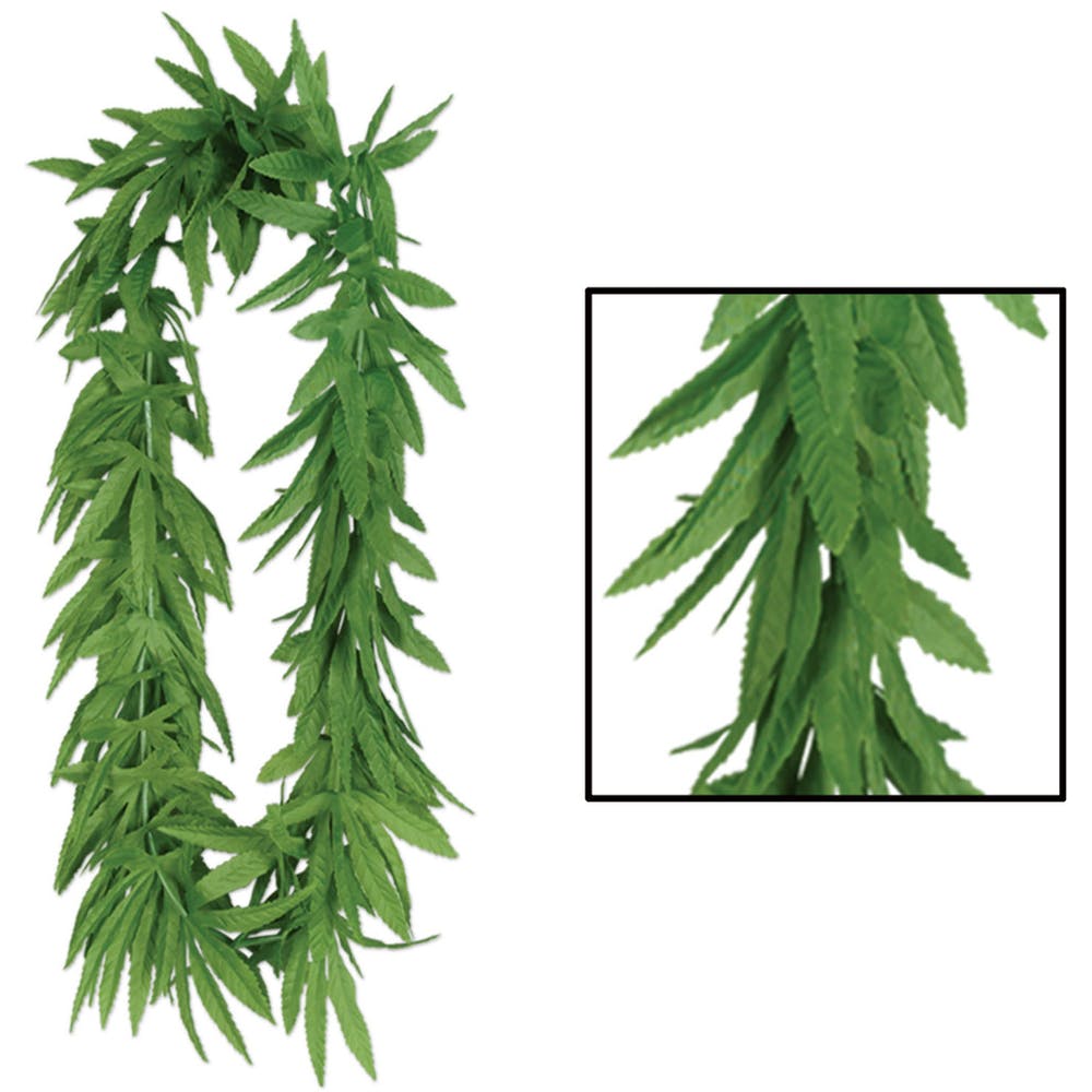 Tropical Fern Leaf Leis - Green 40" 2