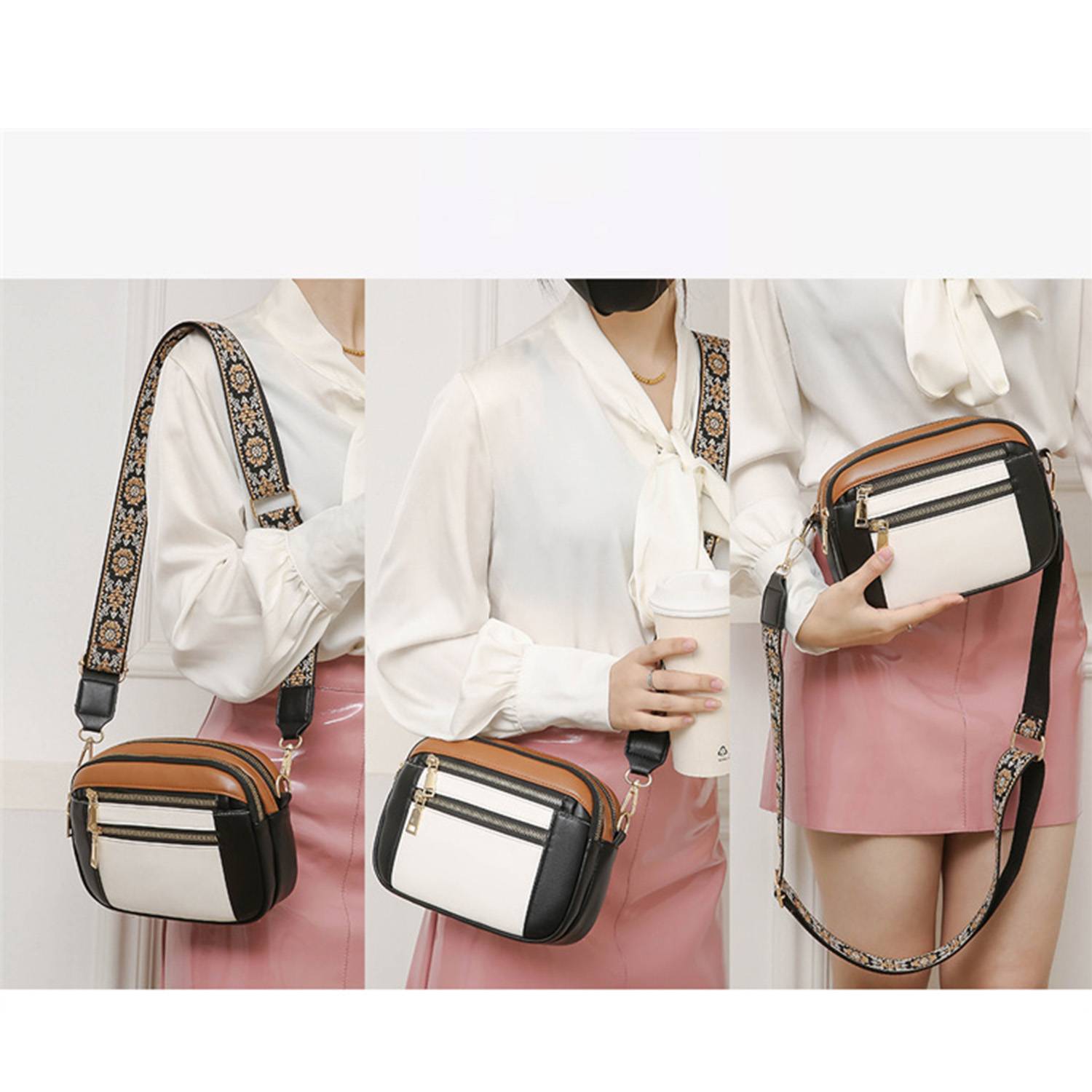 PU Leather Waterproof Crossbody Bags w/ Adjustable Strap 11
