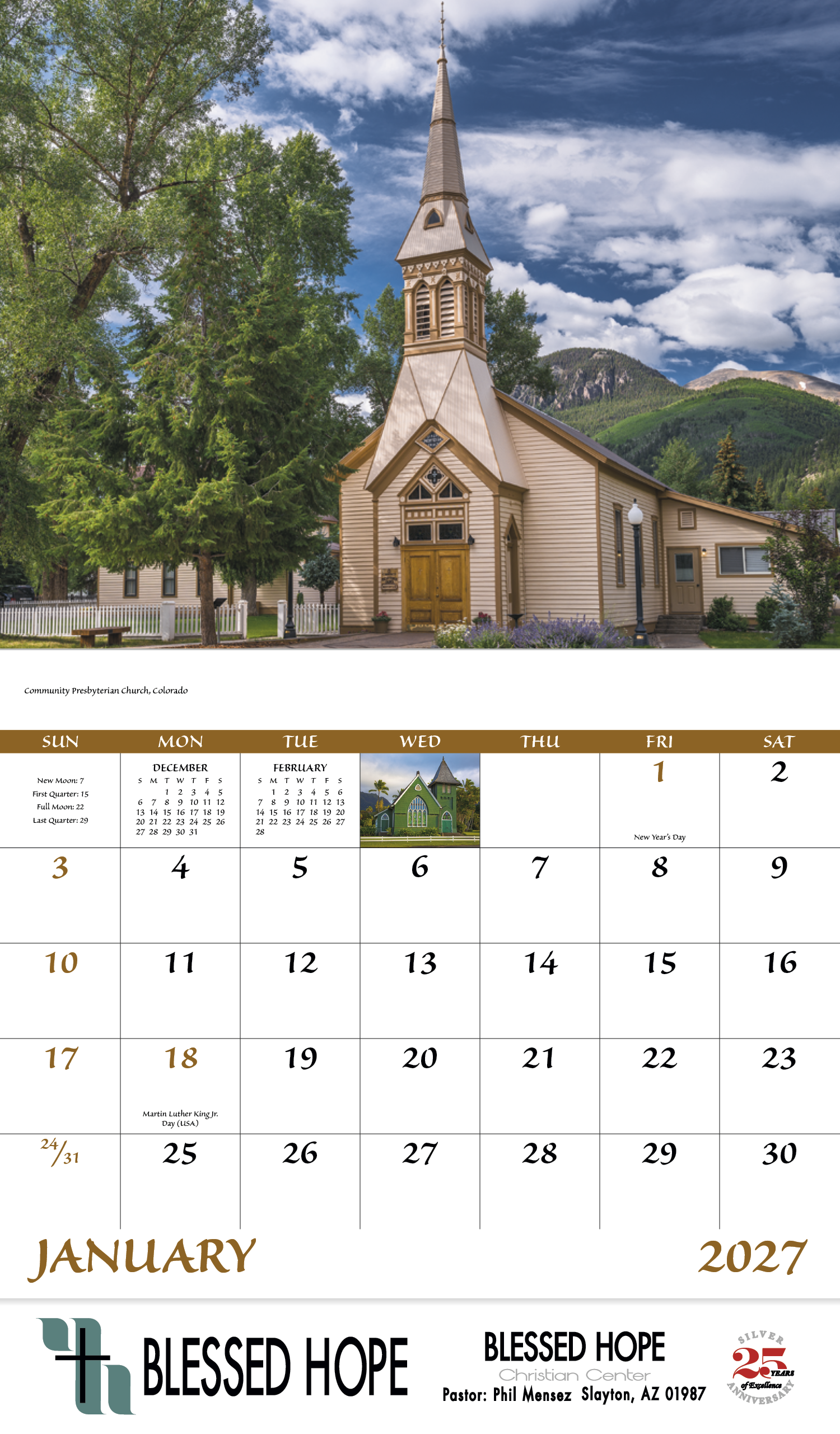 Good Value™ Scenic Churches - Stapled Calendar 28