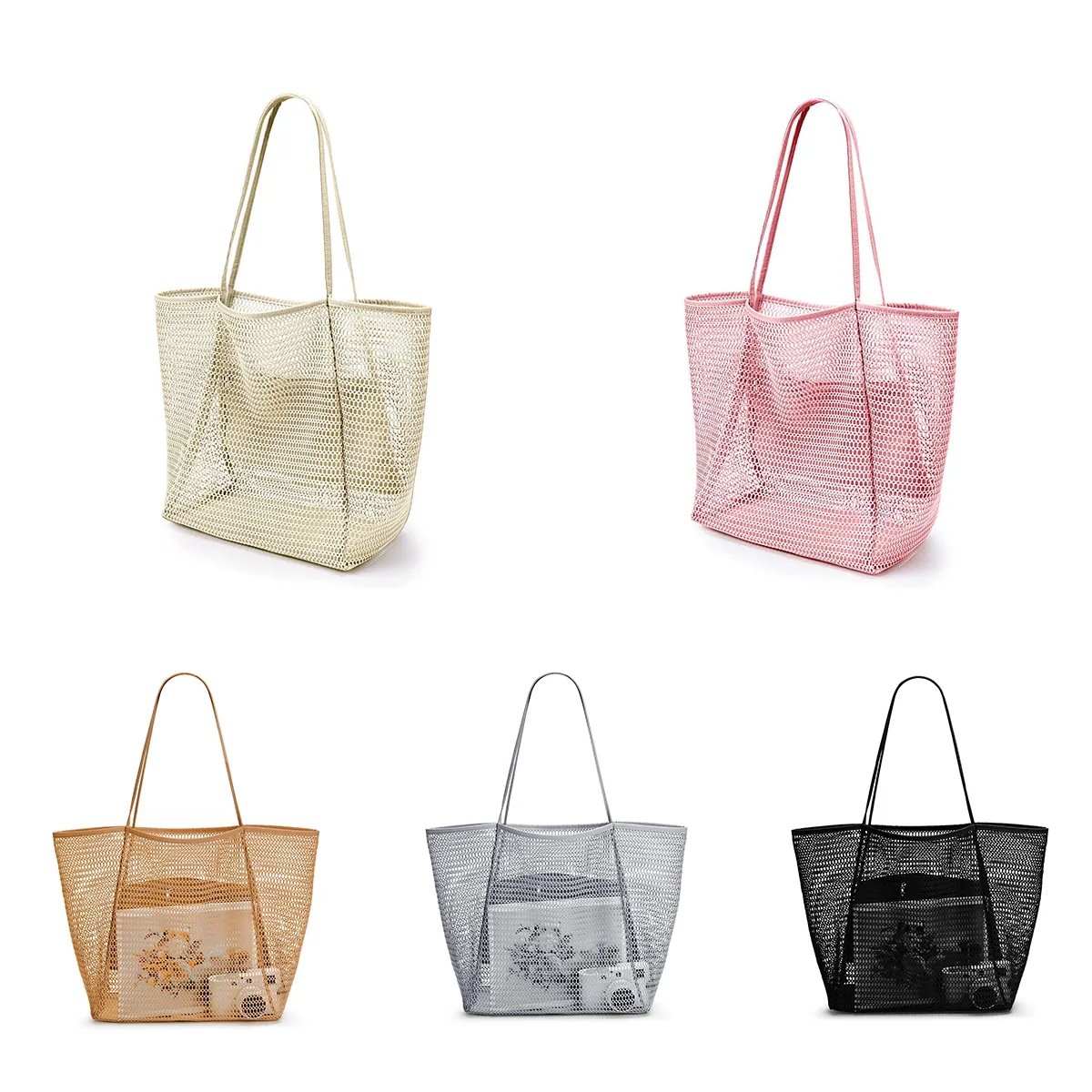 Mesh Beach Tote Women Shoulder Handbag 3