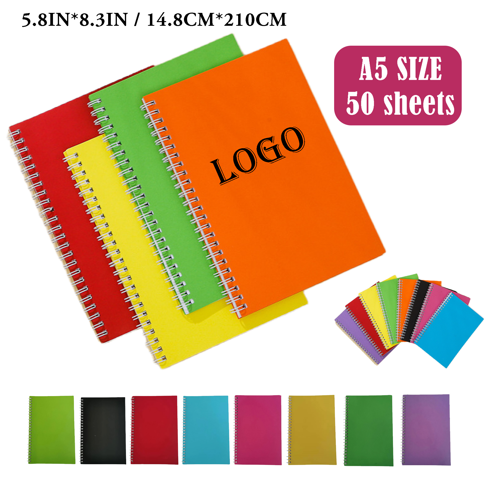 A5 50 Sheets Colored Spiral Notebooks MOQ50PCS 2