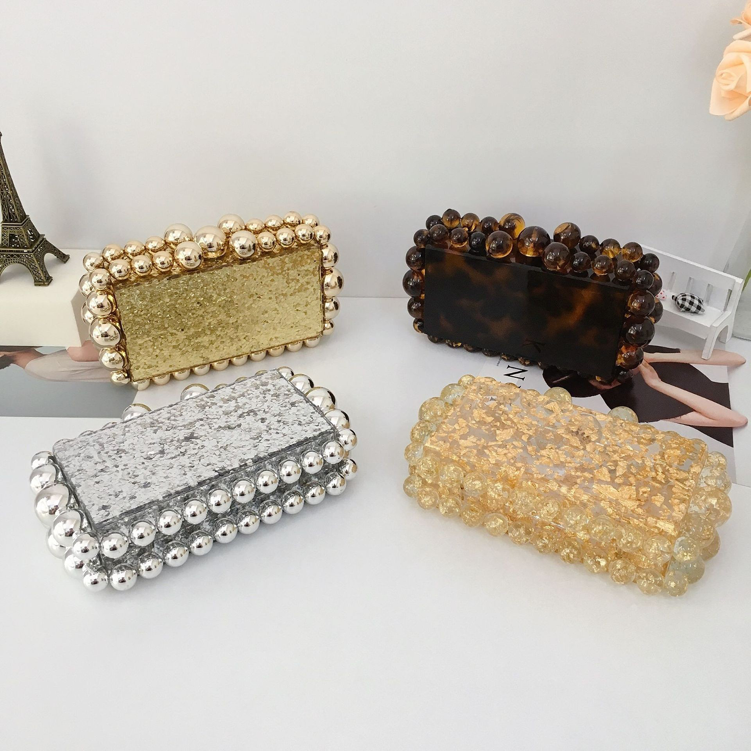 Pearl Marble Acrylic Clutch Crossbody Bag 2