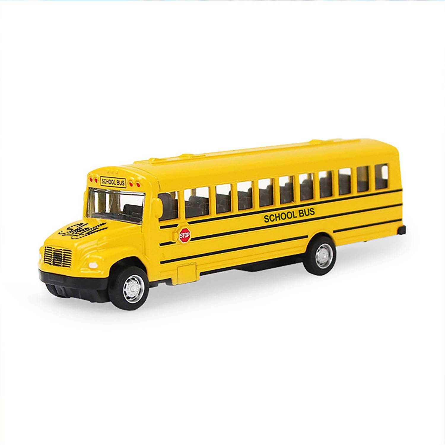 kids Realistic Alloy Pull Back School Bus Toy 8