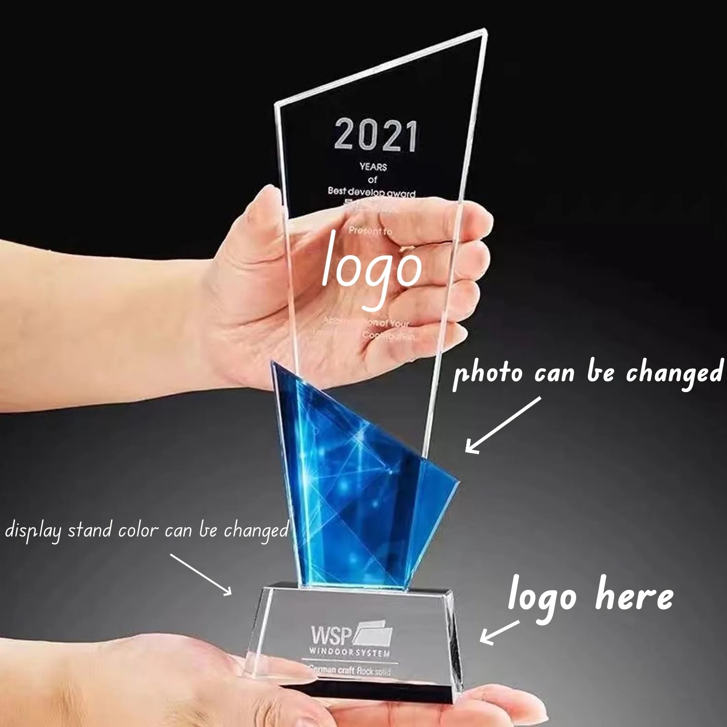 Engraved Custom Crystal Award Glass Appreciation Trophy 2