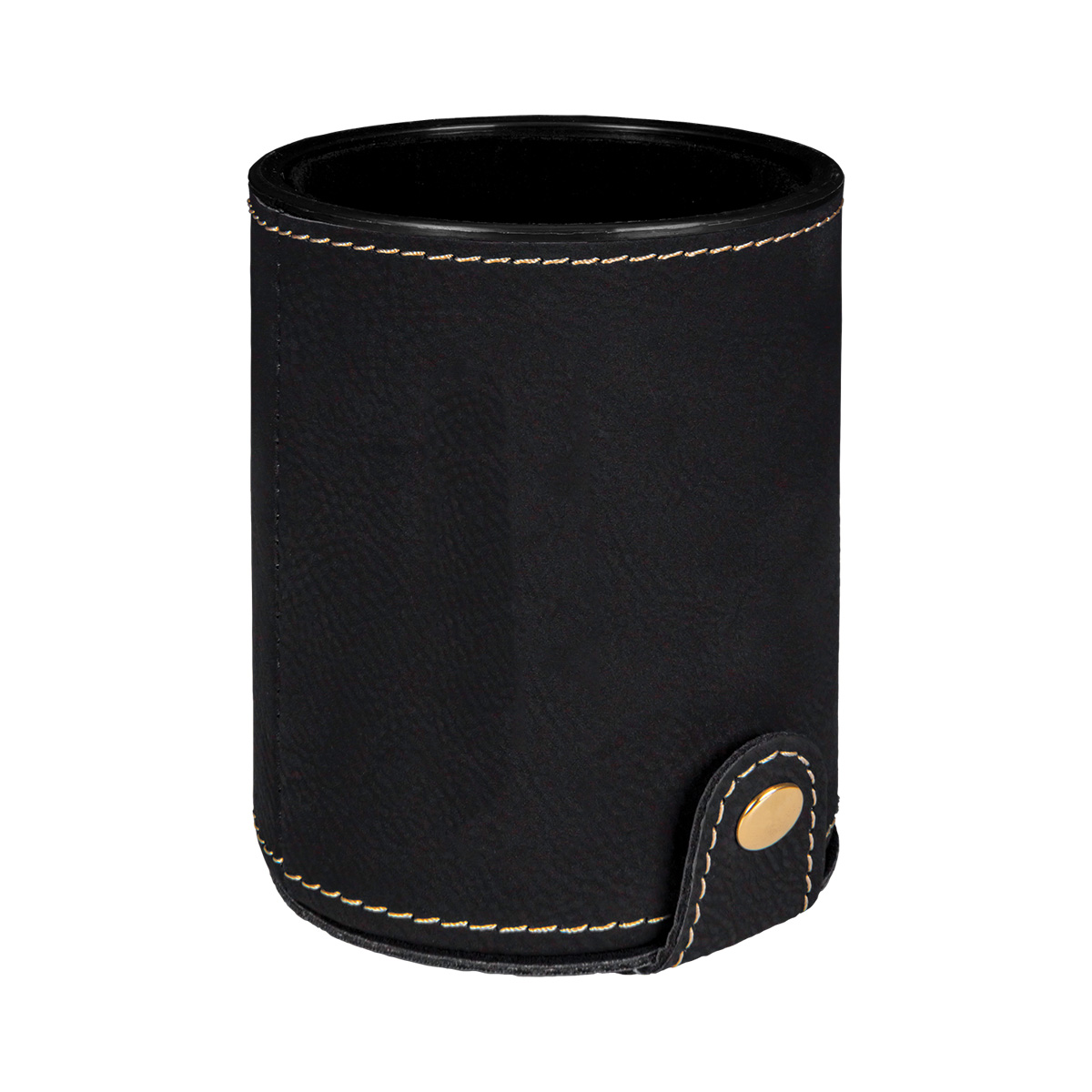 Black & Gold Leatherette Dice Cup w/ 5 Dice 2
