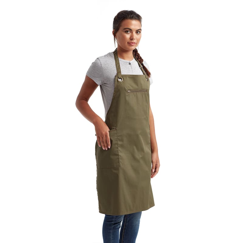 Artisan Collection By Reprime Unisex 'Barley' Contrast Stitch Recycled Bib Apron 19
