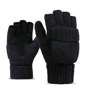 Wool Blend Crochet Convertible Fingerless Gloves with Mitte 3