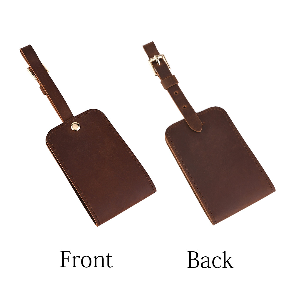Brown Genuine Leather Luggage Tag 5