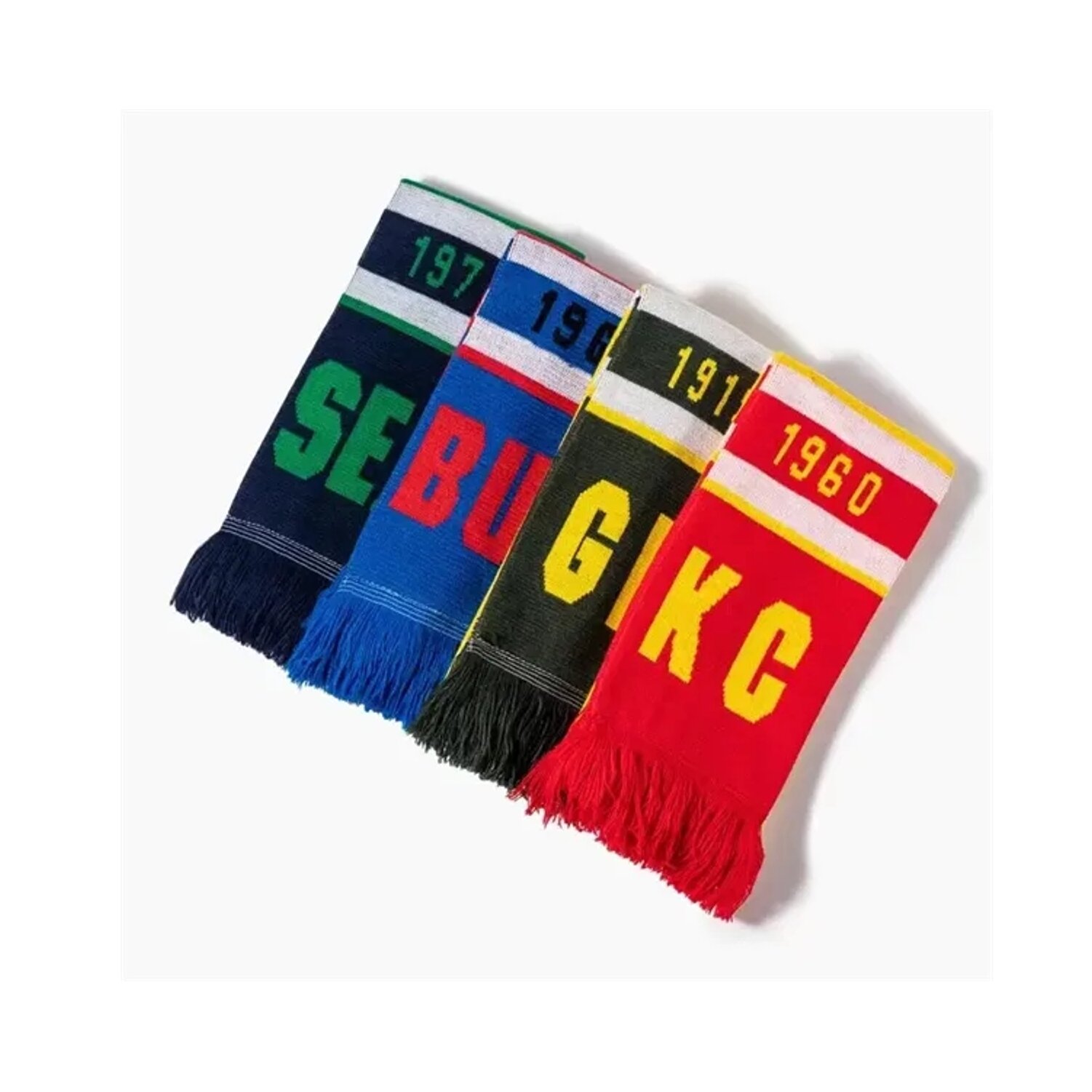 Knitted Jacquard Stadium Scarf W/ Fringe 7