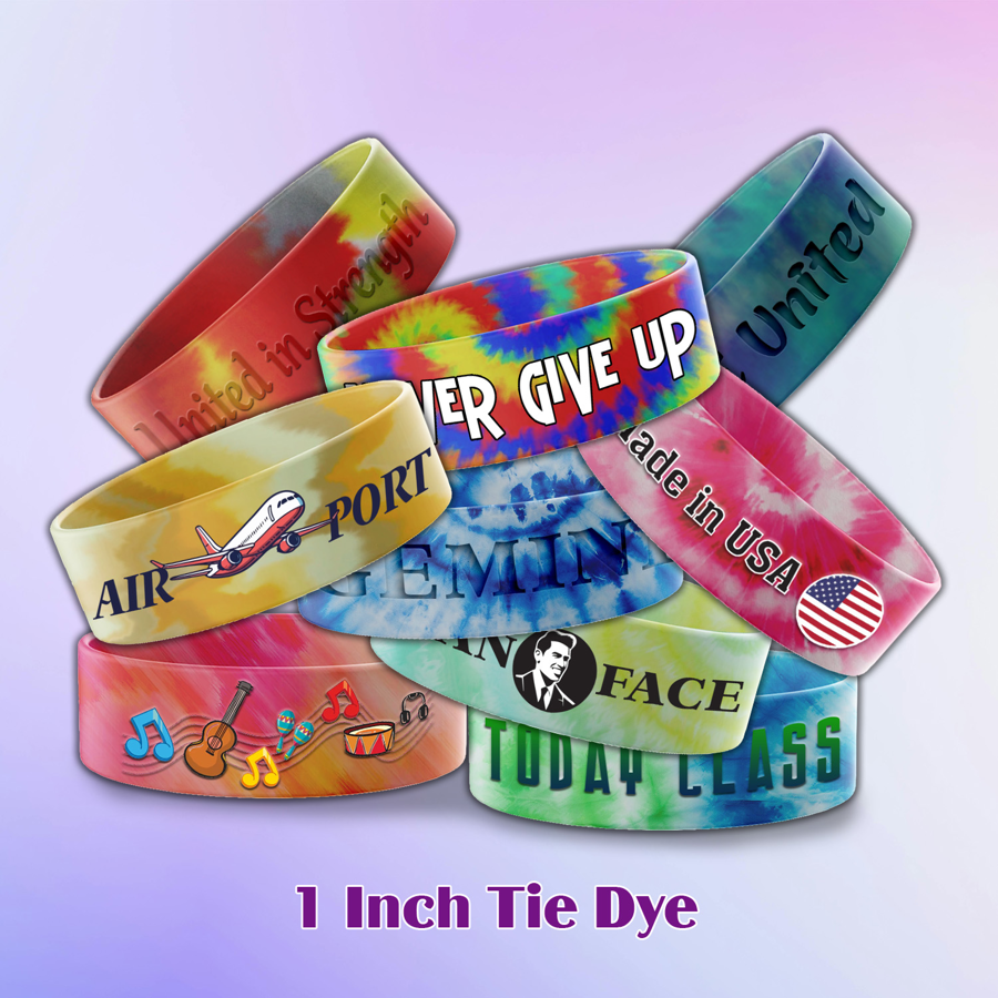 Tie Dye Silicone Wristband - 1" band 5