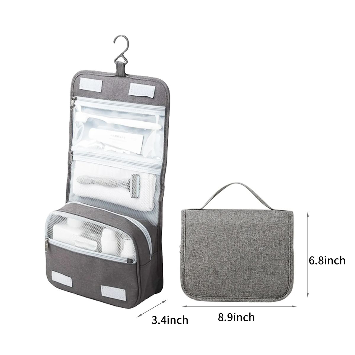 Multi-Compartment Terylene Toiletry Bag with Hangable Design 4
