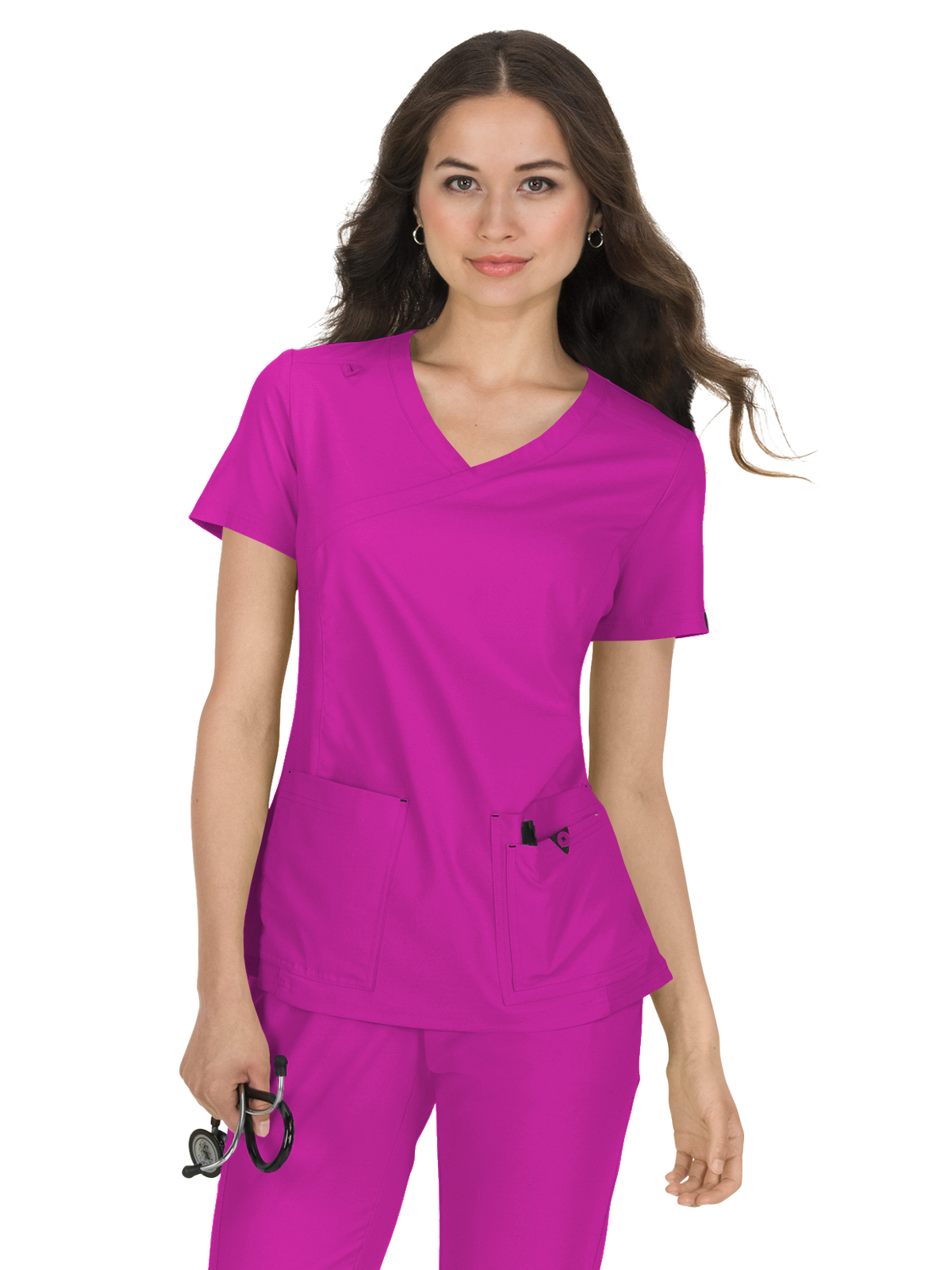 koi - Basics - Women's Four-Pocket Mock-Wrap Neck Katie Top 27