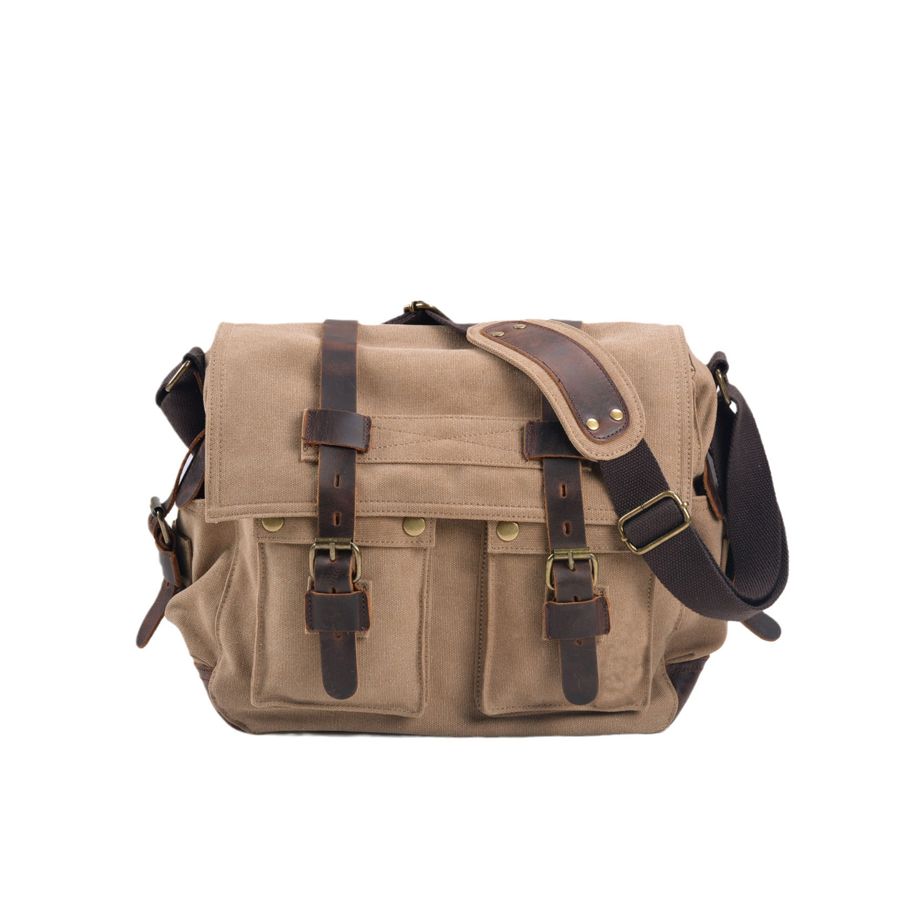Vintage Military Leather Canvas Bag 8