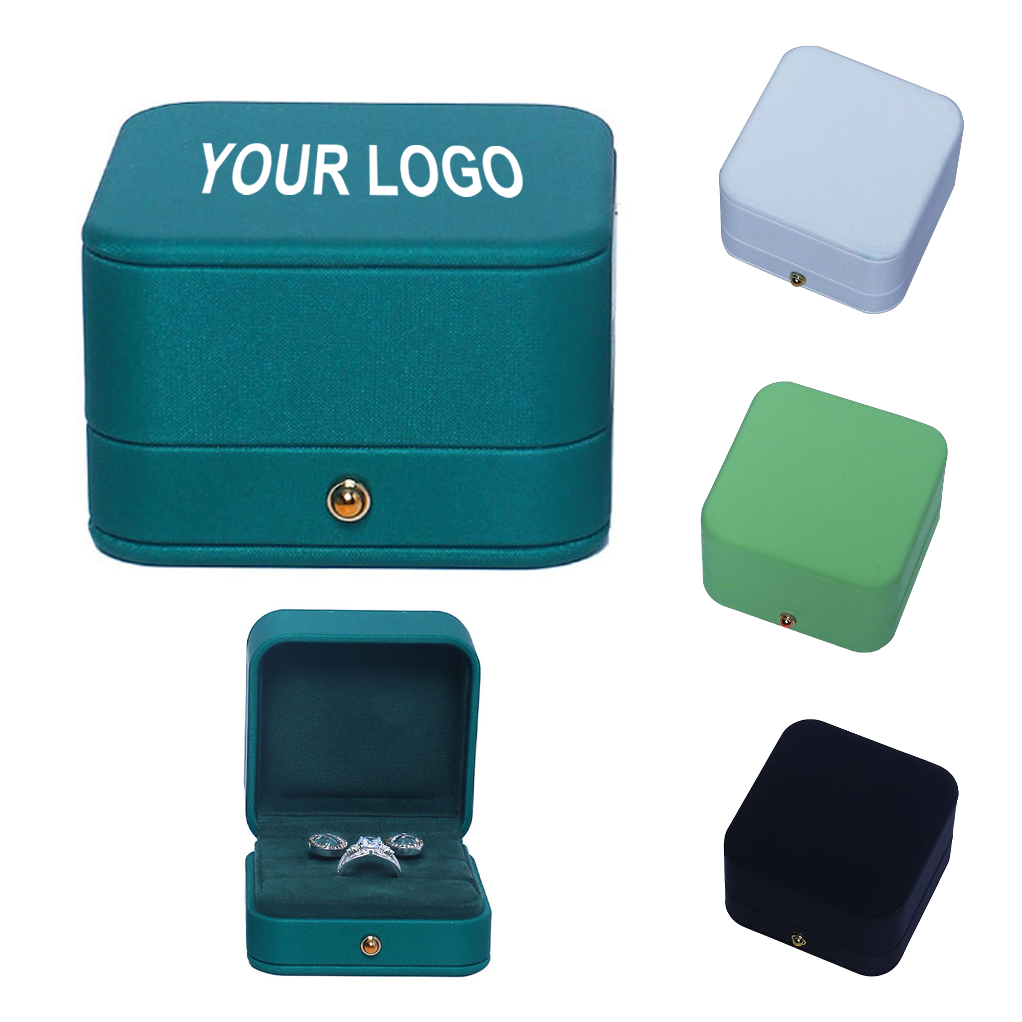 Pu Rounded Ring Box With Customised Logo 2