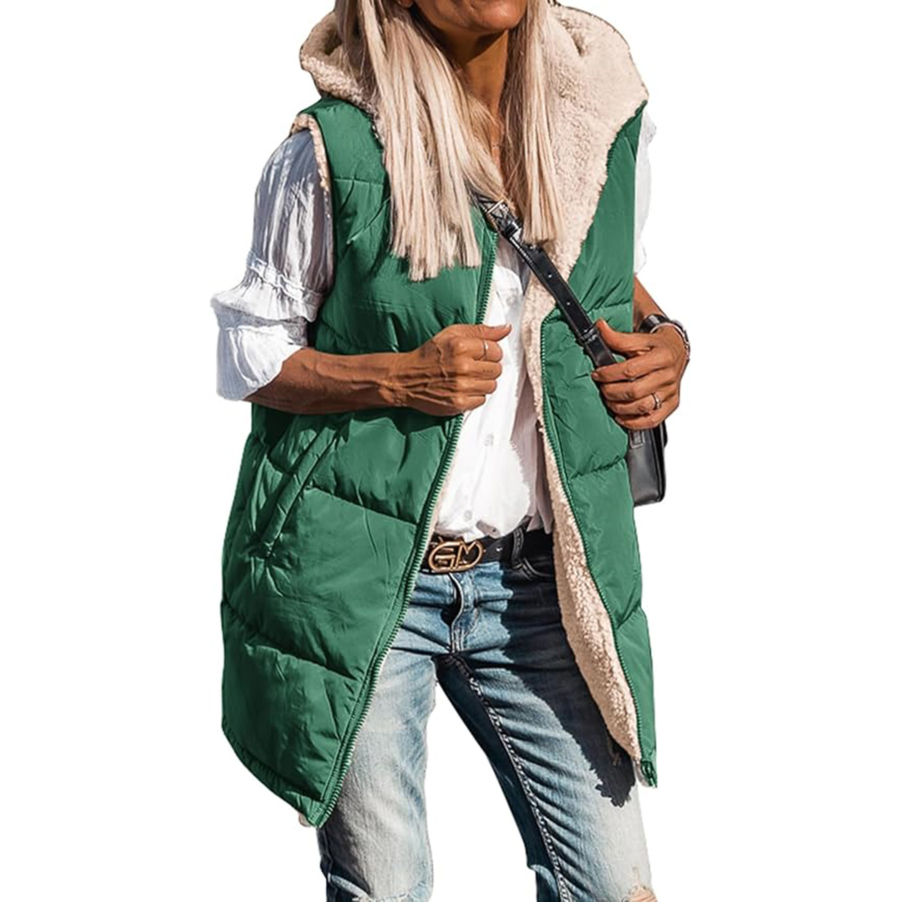 Winter Long Sleeveless Hooded Jacket 5