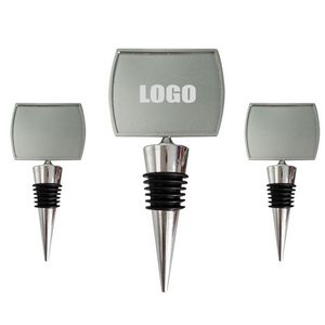 Sleek Round Rectangle Medal Wine Stopper Cork 6
