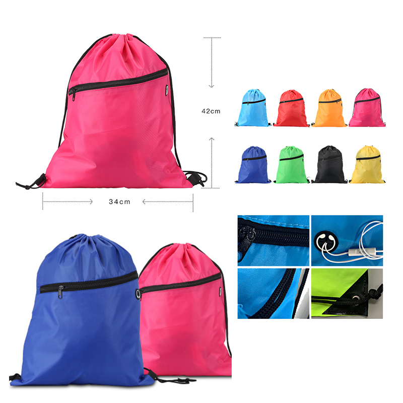 Zipper Polyester Drawstring Backpack 1