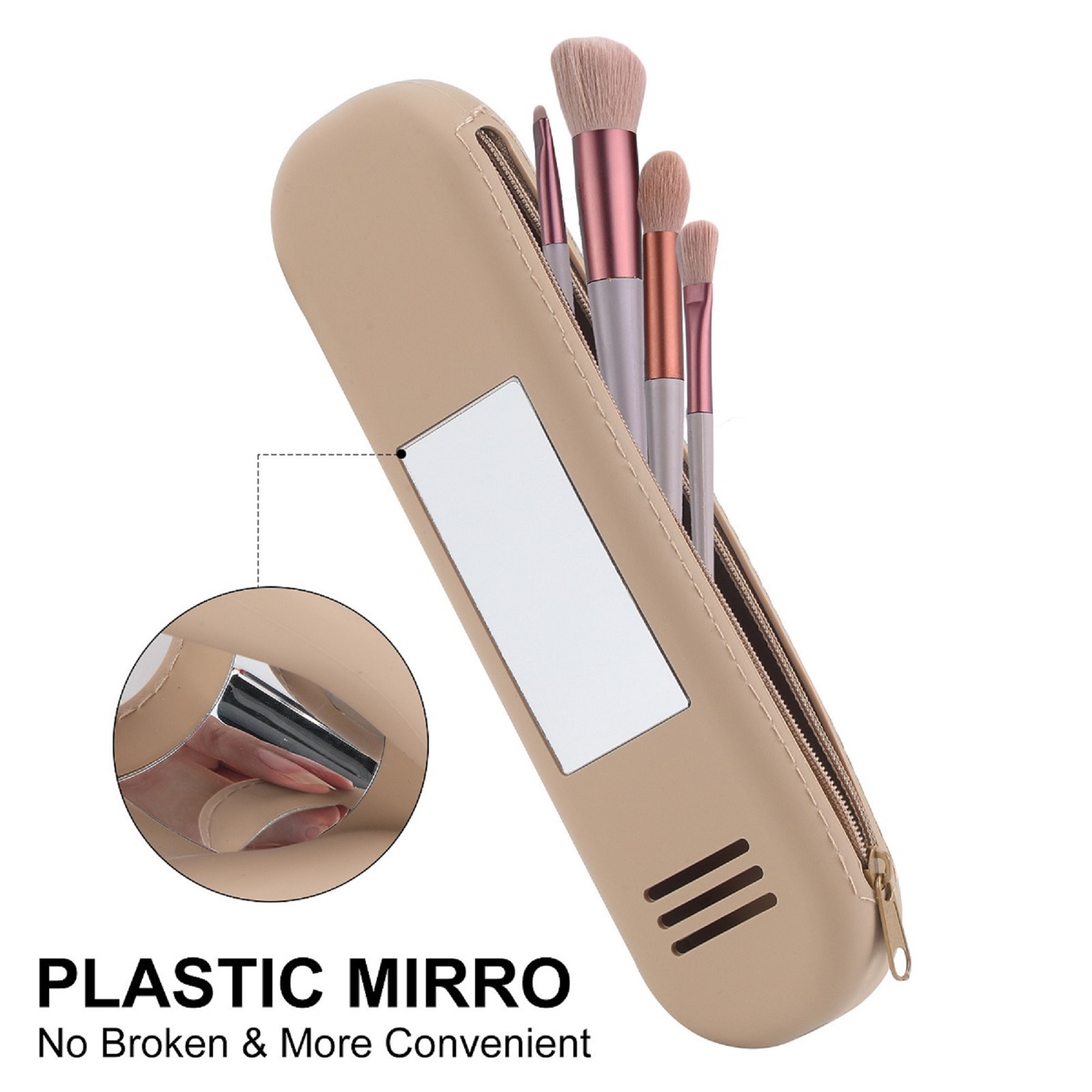 Silicone Travel Makeup Bag with Built-in Mirror 6