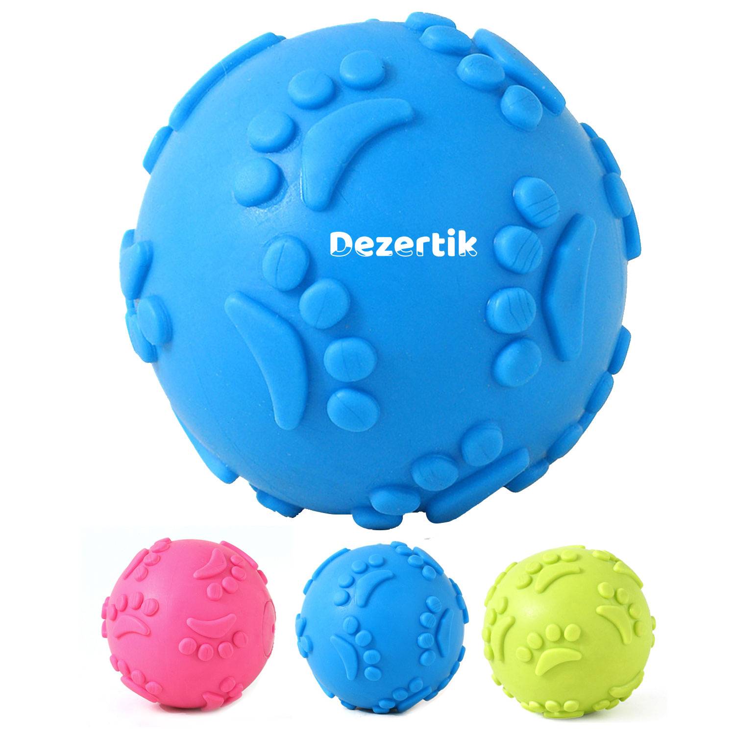 Interactive Dog Chew Ball—Rubber Toy with Footprints Design