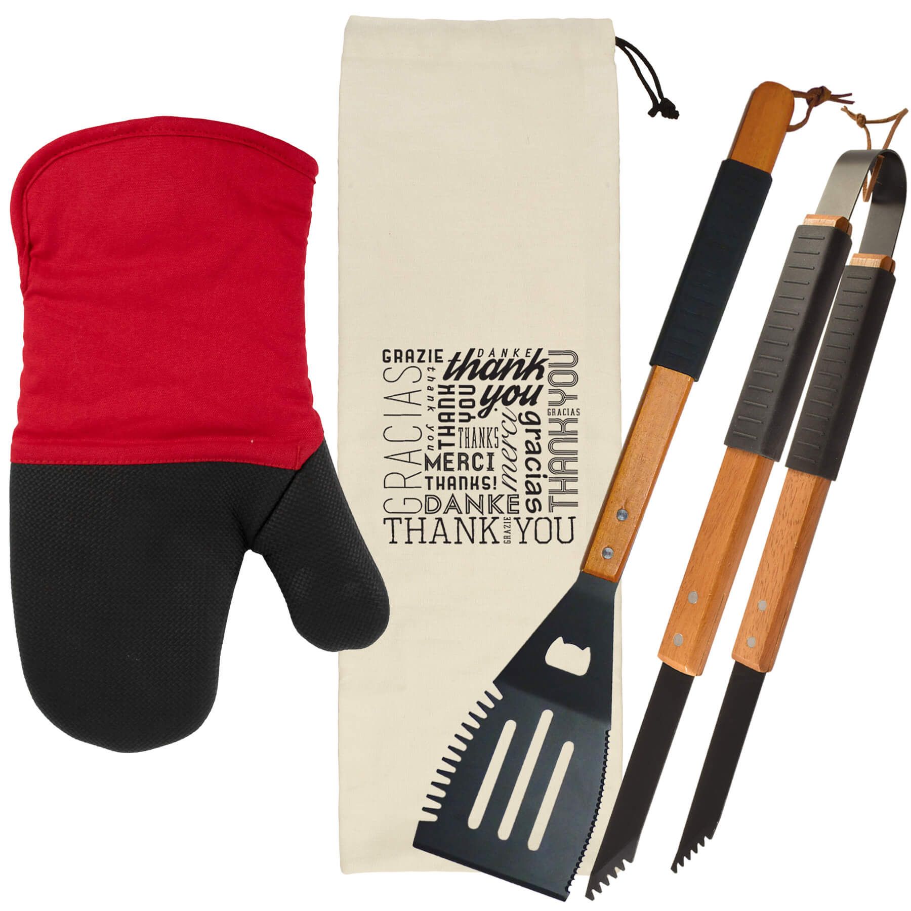 Wood BBQ Set with Mitt - Thank You 4