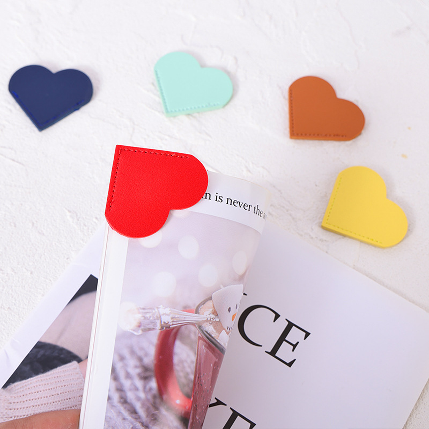 PU Leather Heart Bookmark 4