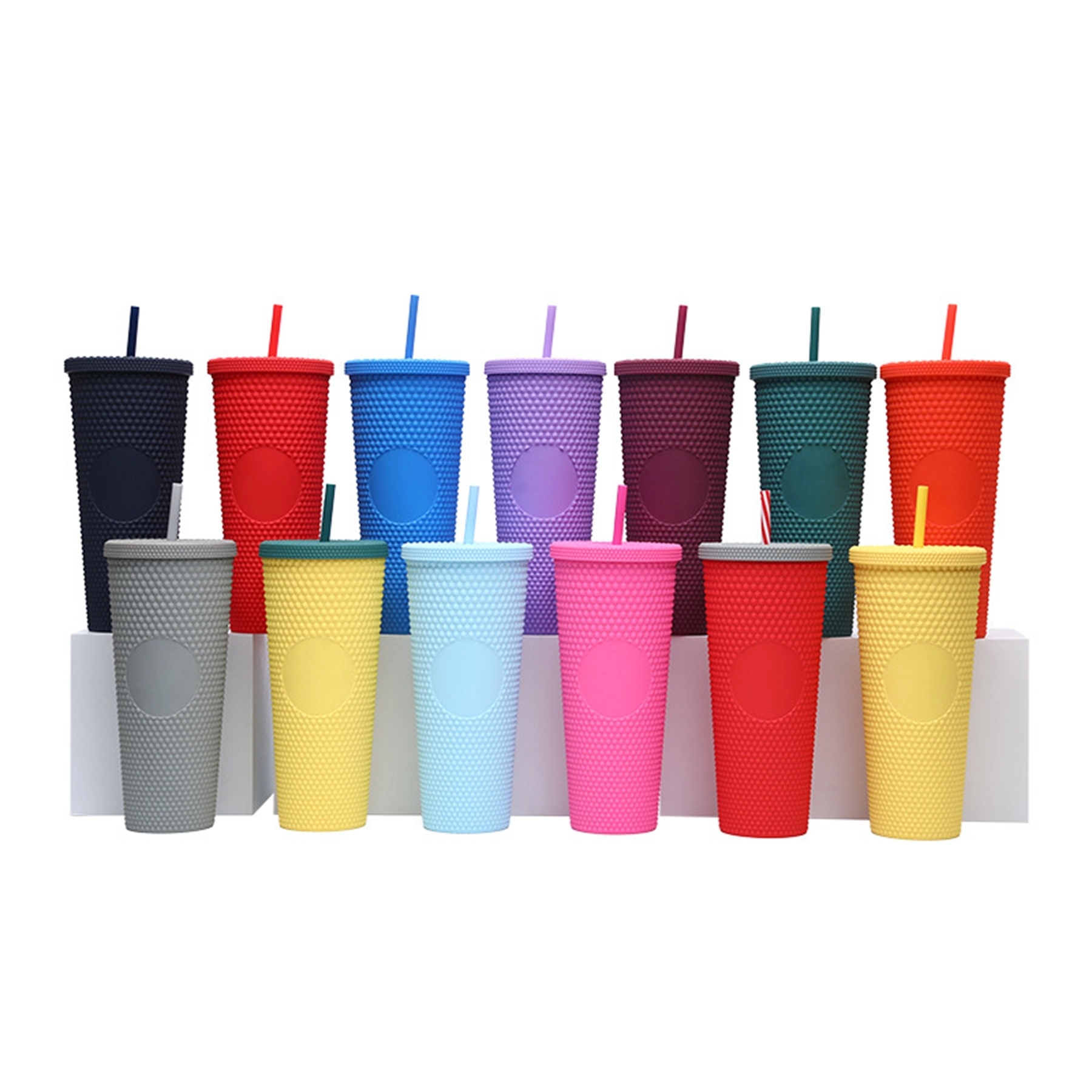 24 Oz. Plastic Matte Double Wall Tumbler with Straw 8