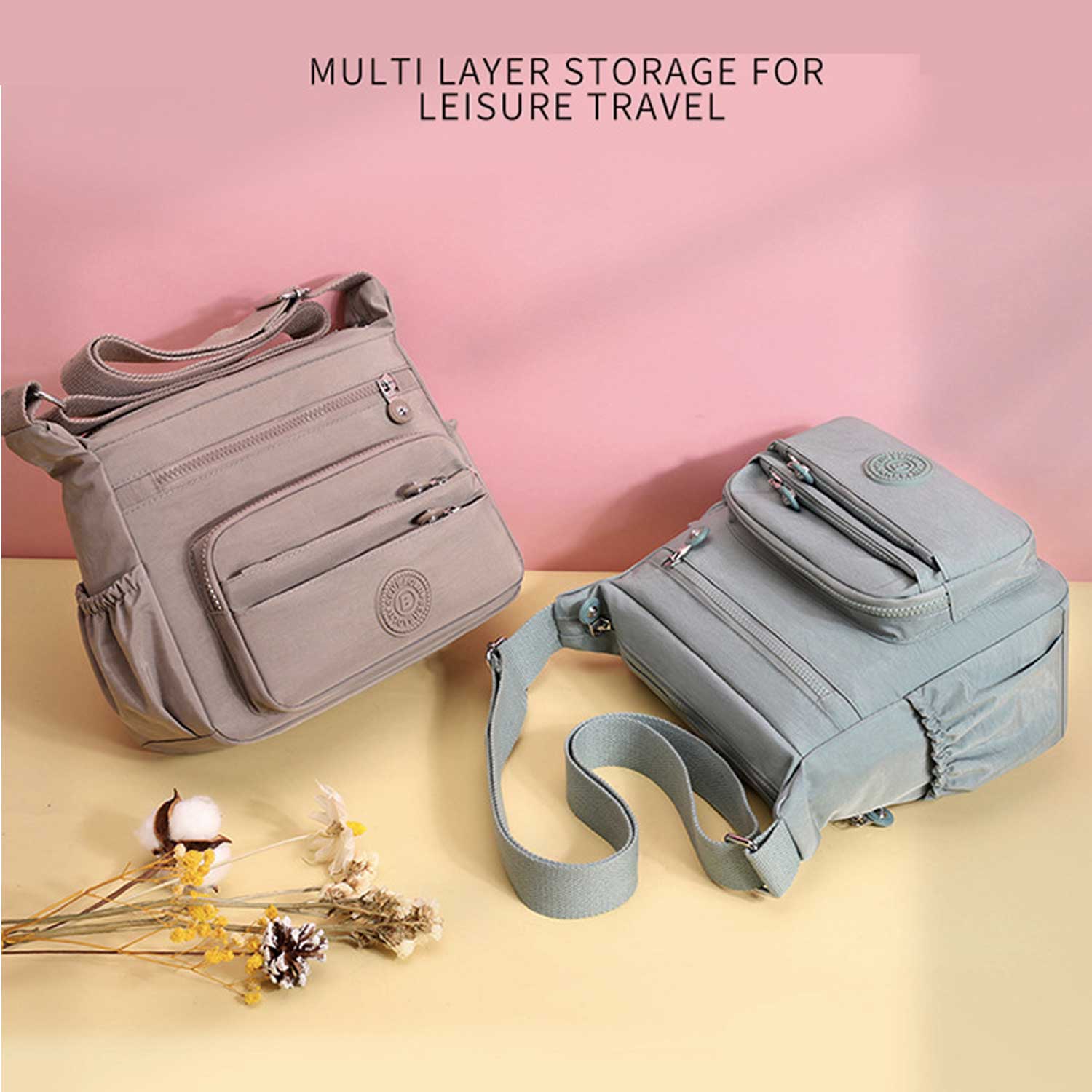Spacious Waterproof Nylon Shoulder Bag 7