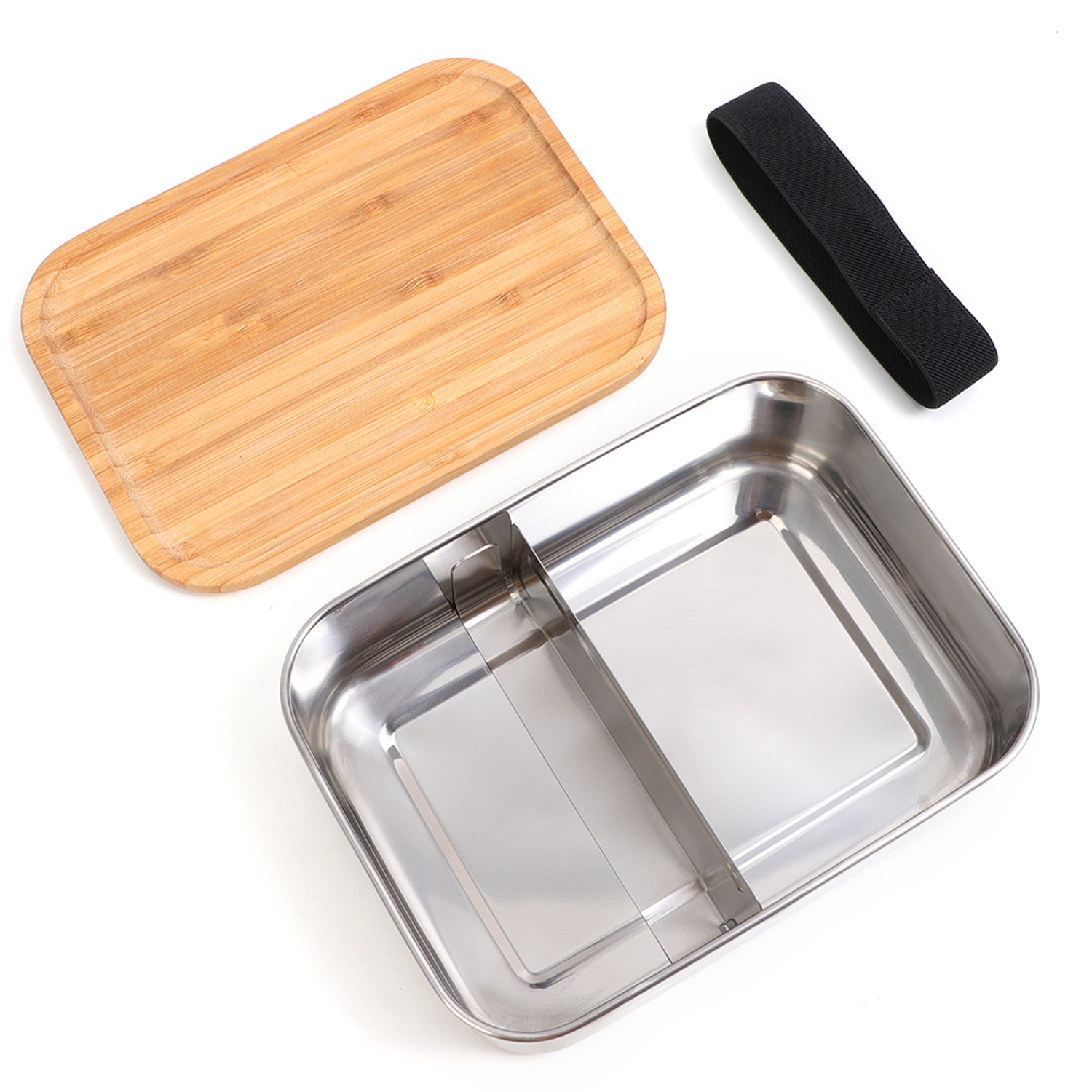 Food Grade Bamboo Lid Stainless Steel Bento Box 5